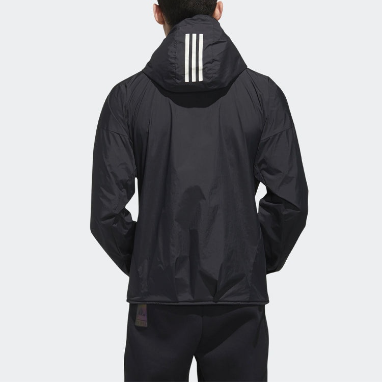 adidas logo Loose Casual Hooded Jacket Black FM5409 - 4