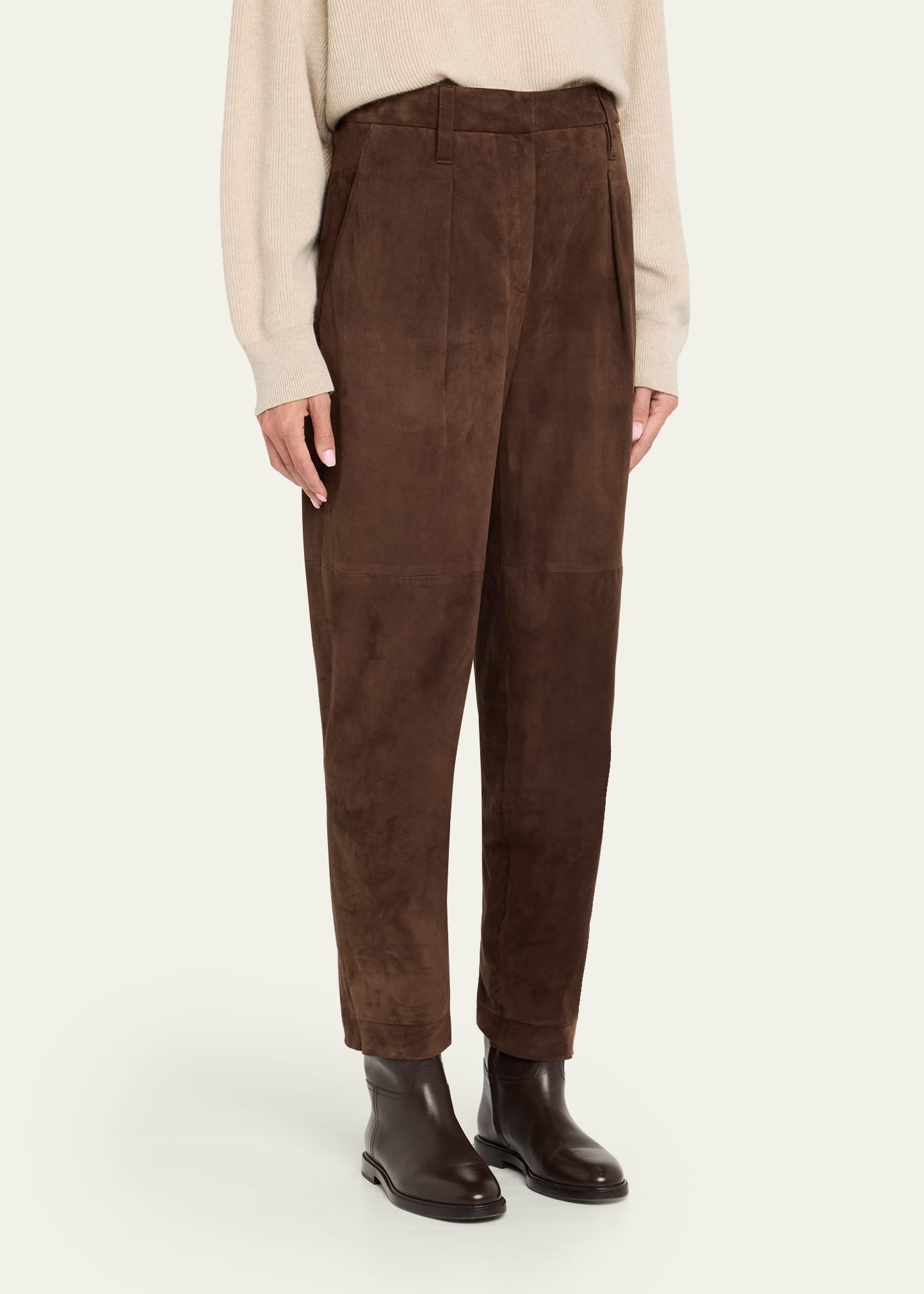 Pleated Suede Pants - 4