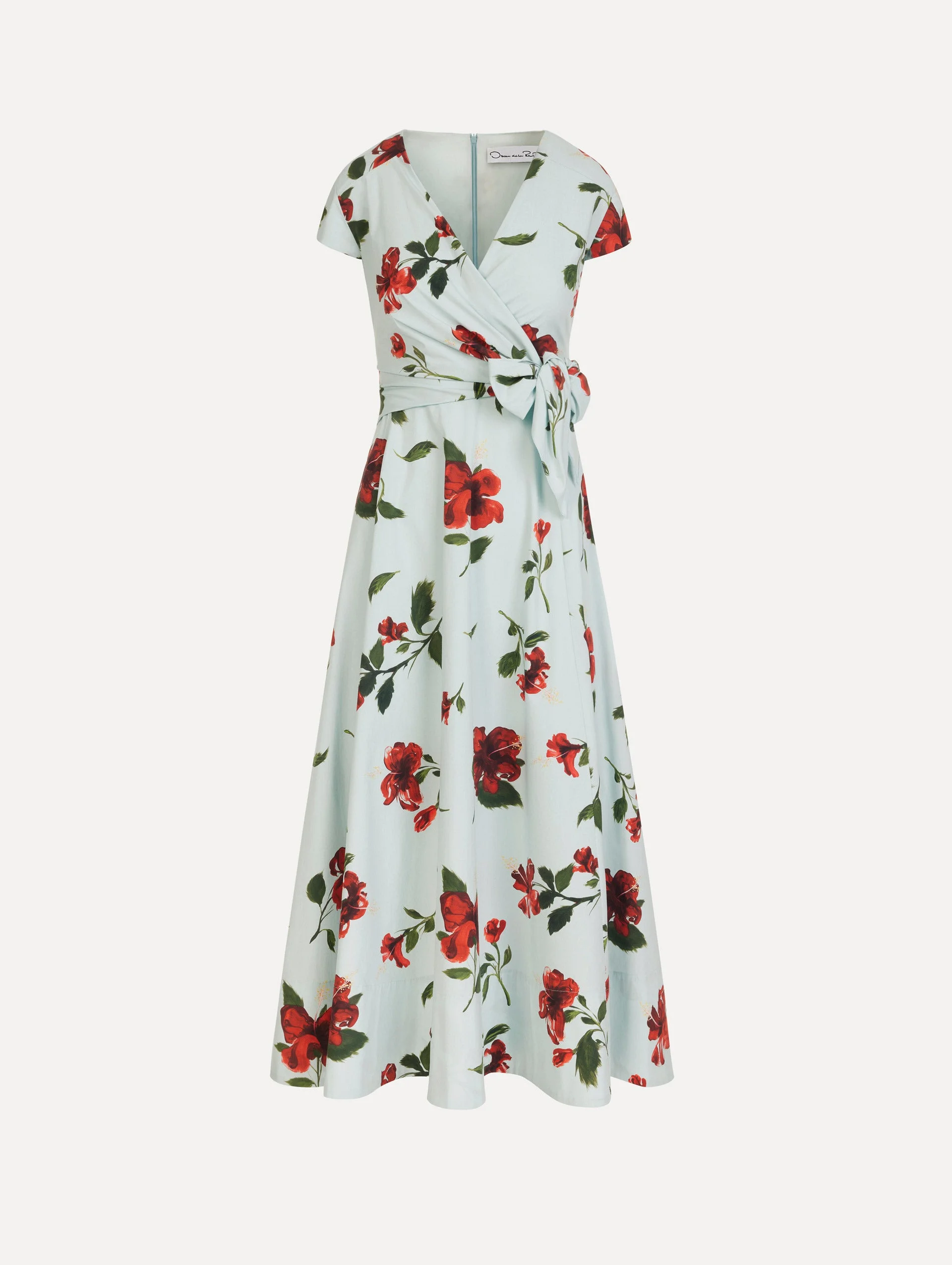 HIBISCUS COTTON POPLIN WRAP DRESS - 1