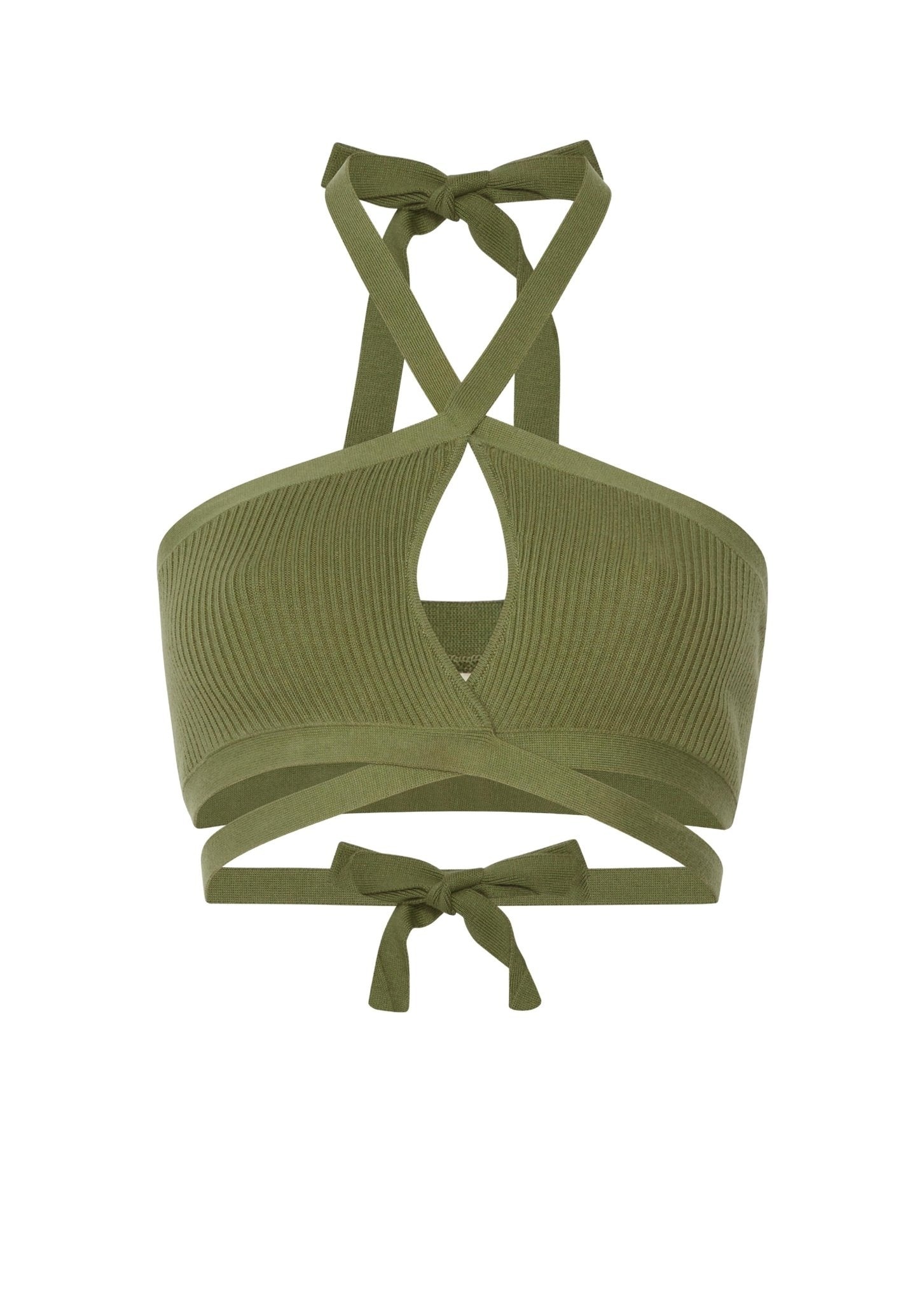 Wool Criss Cross Halter Top - 1