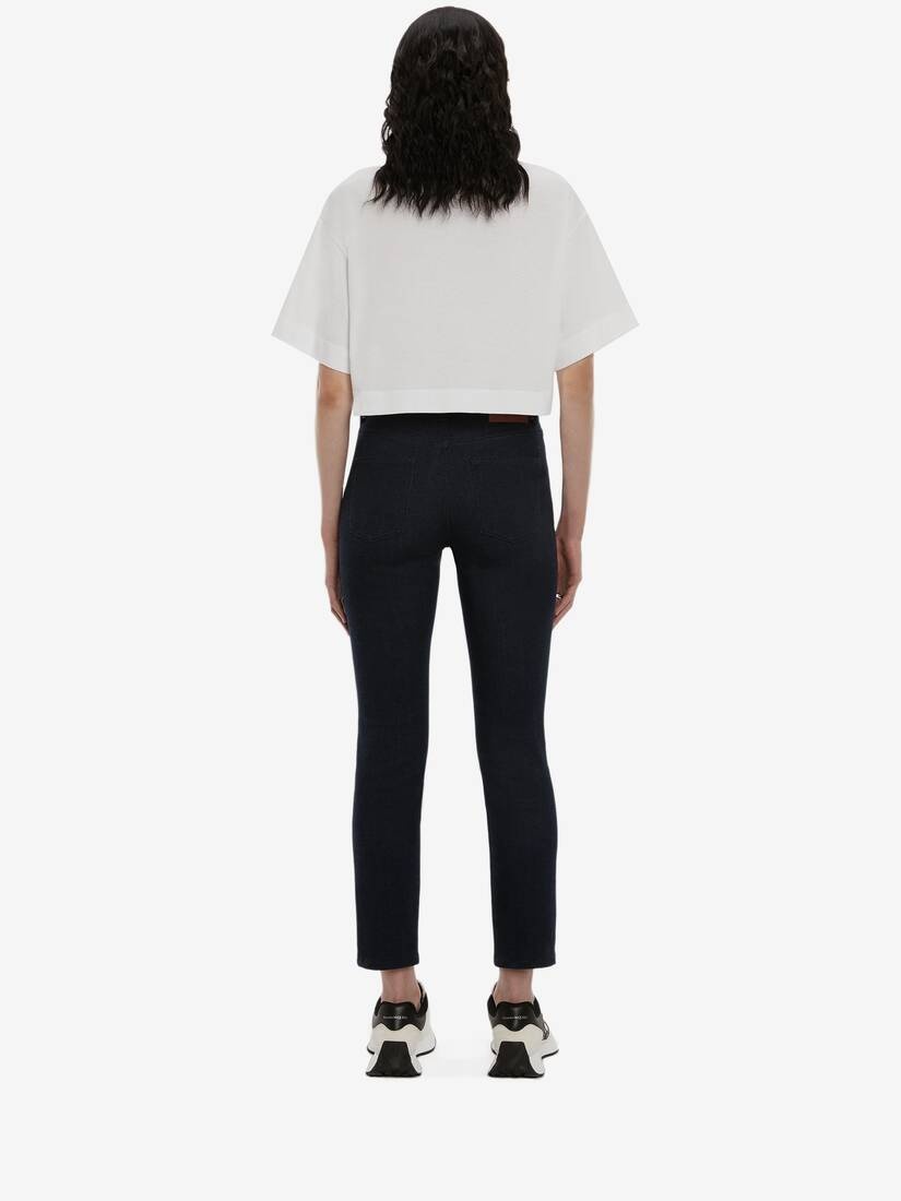 Mcqueen Graffiti Cropped T-shirt in White/multicolour - 4