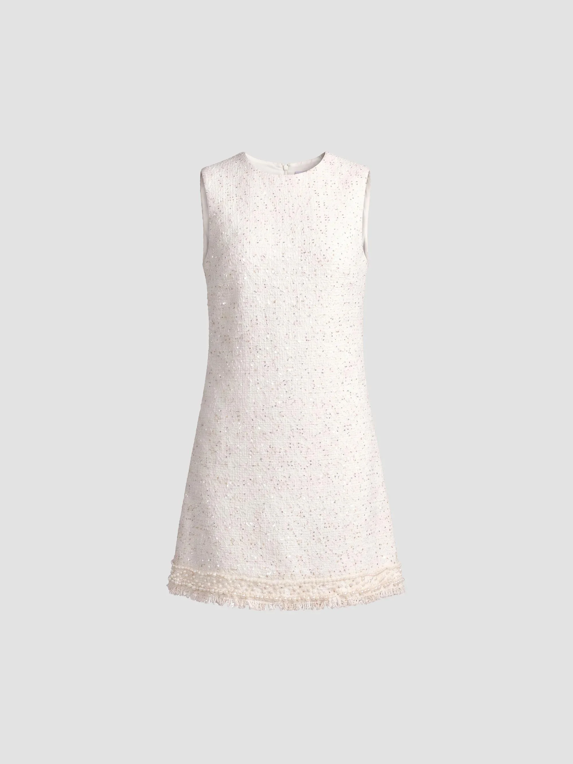Women's Embellished Bouclé Mini Dress - Ivory - 1