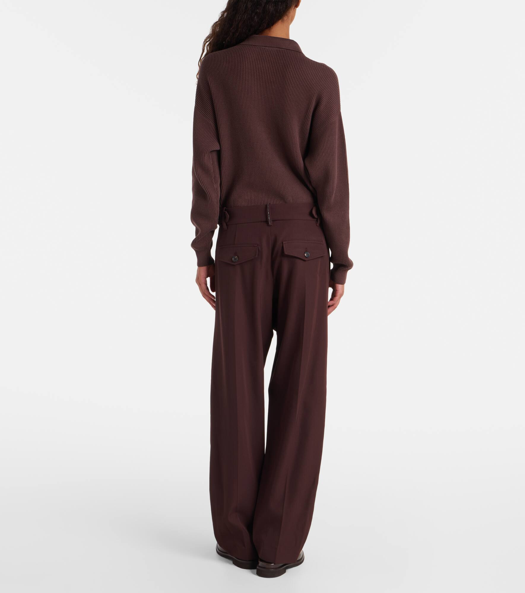 Wool and cotton straight pants - 3