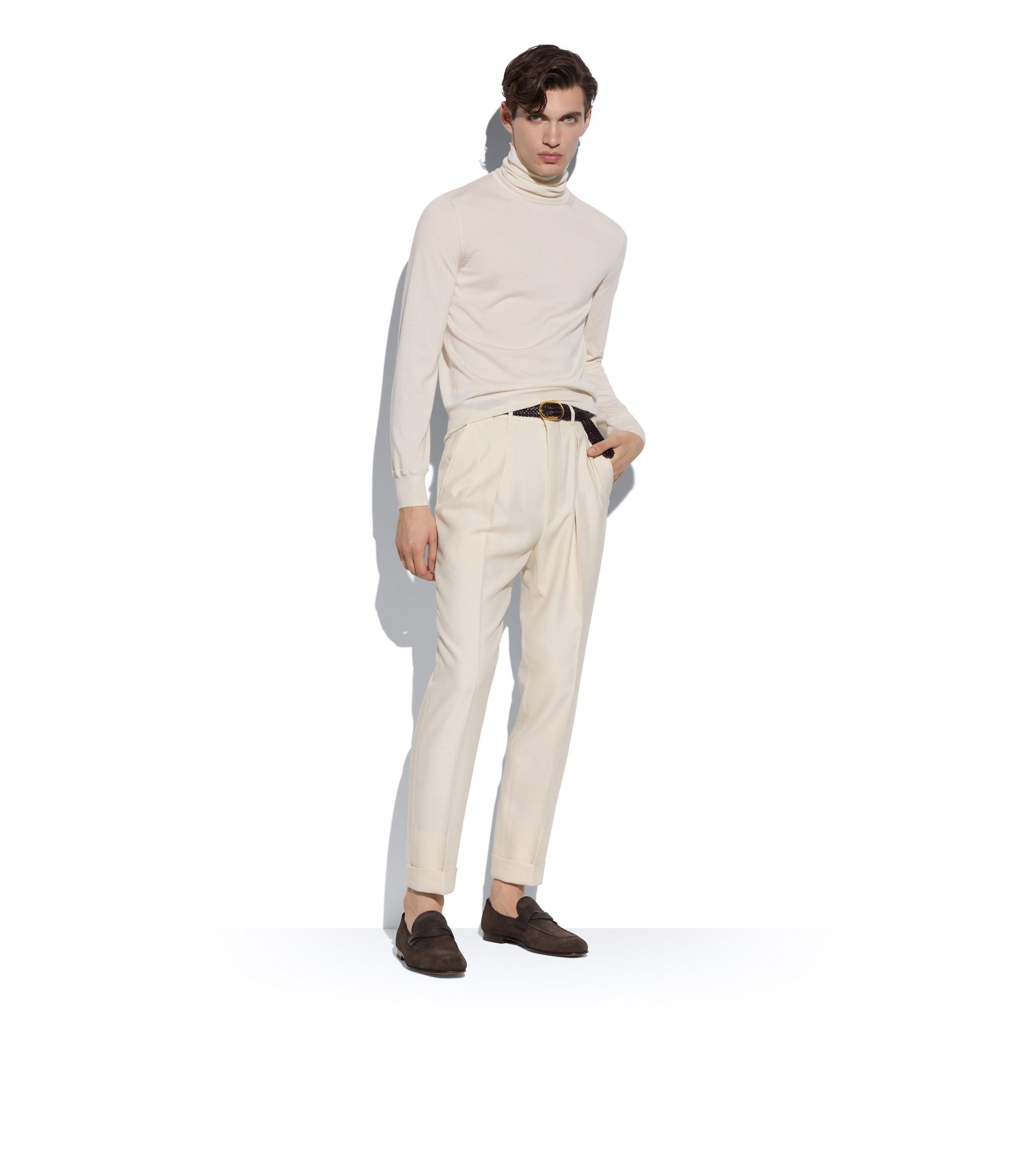 FINE GAUGE CASHMERE SILK ROLL NECK - 2