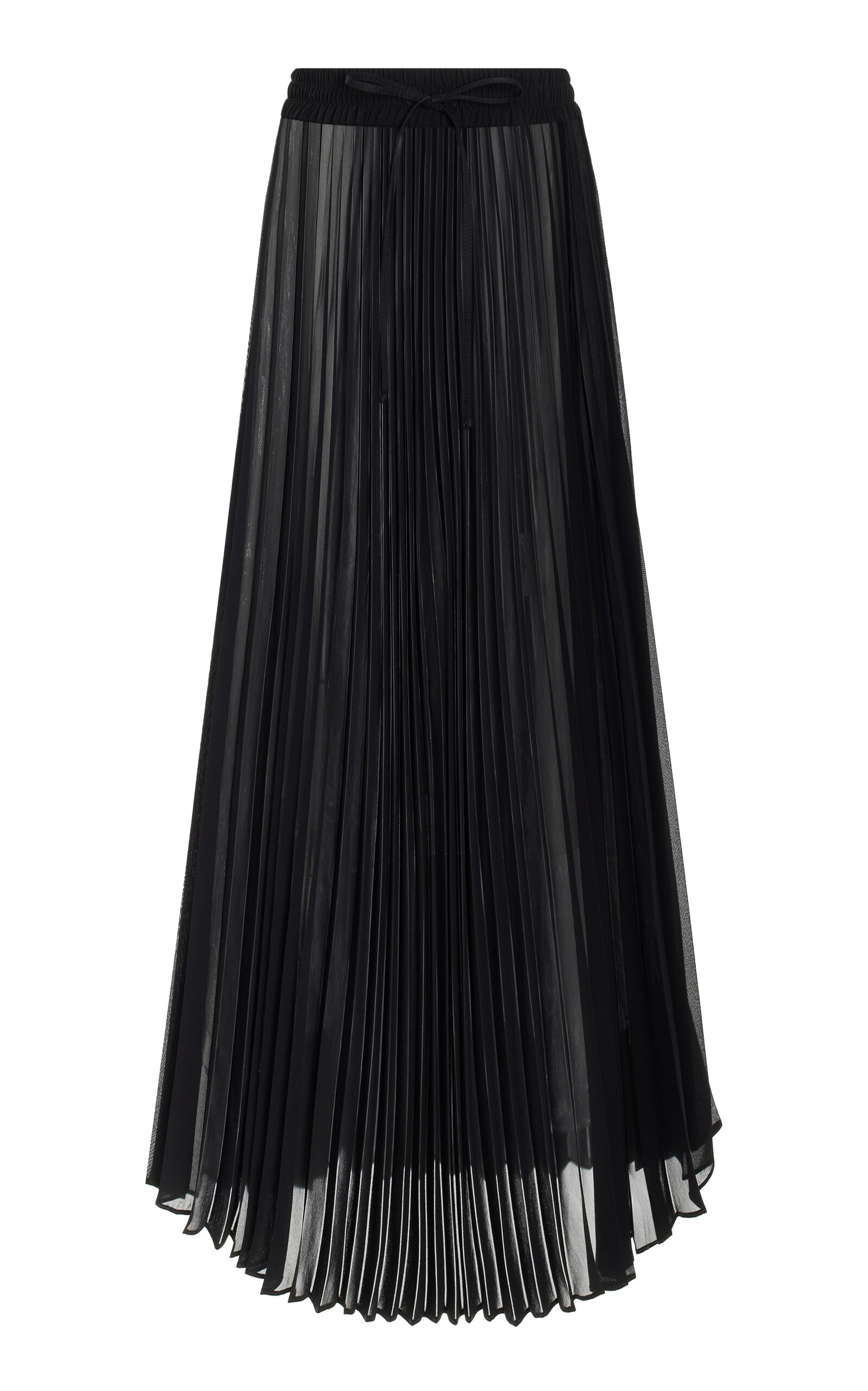 Pleated Chiffon Midi Skirt black - 1