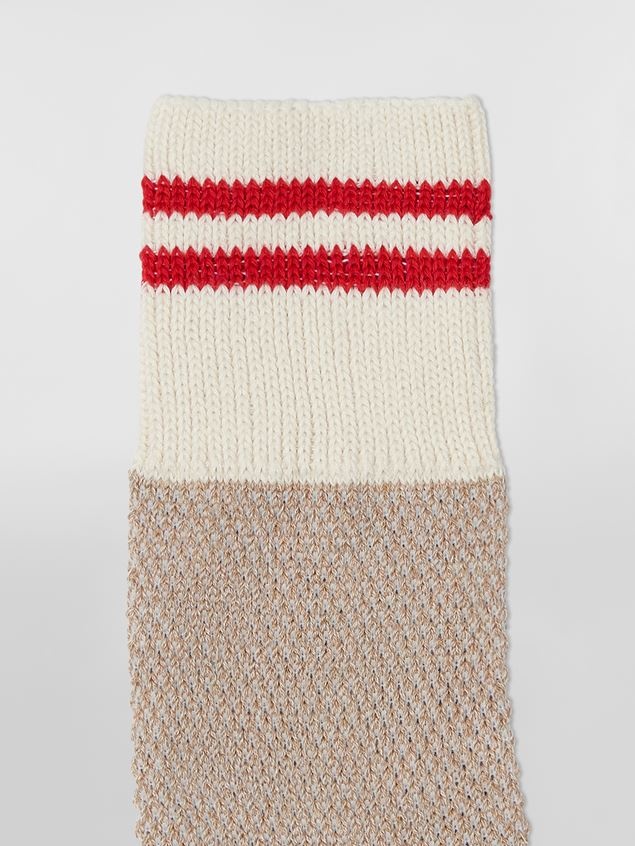 WHITE COTTON AND NYLON SOCK - 3