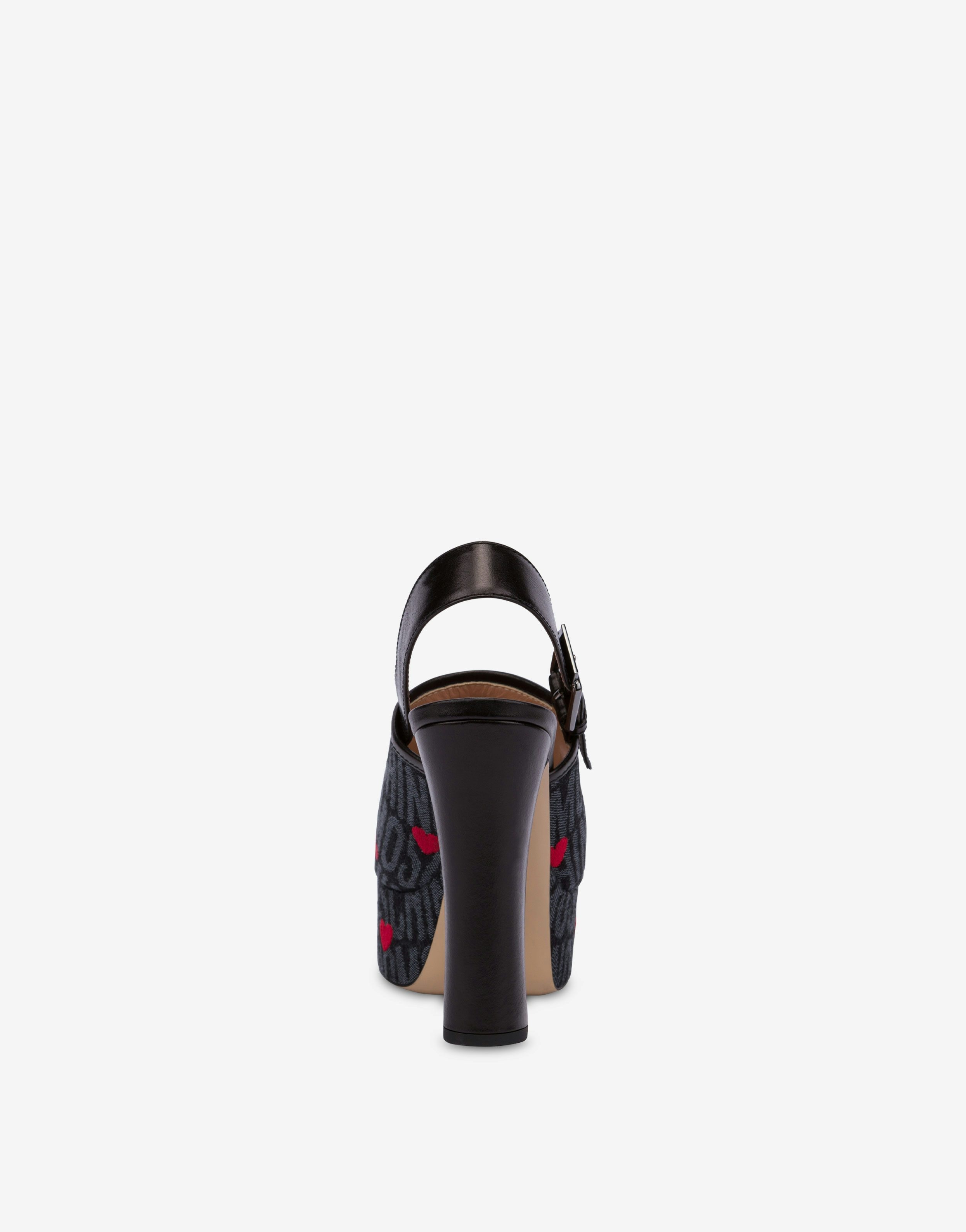 DENIM SANDALS ALLOVER LOGO WITH HEARTS - 3
