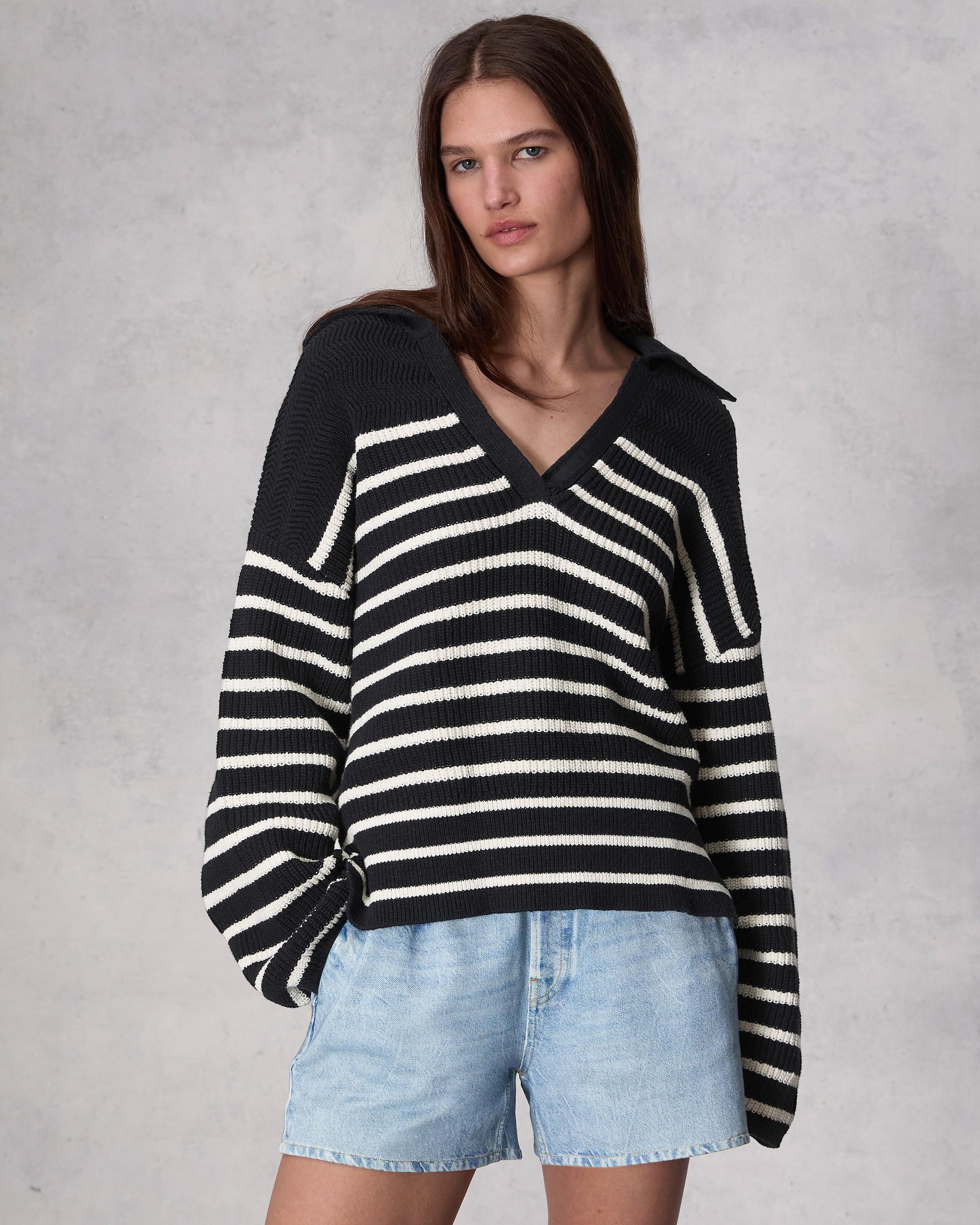 Jen Striped Cotton Polo Sweater
Oversized Fit - 2