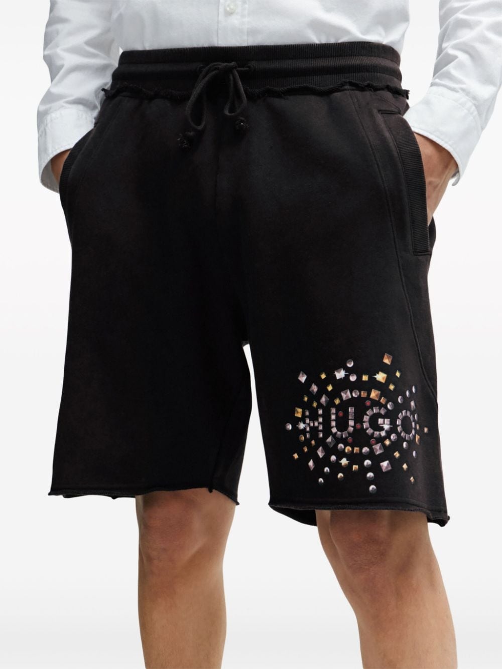 logo-print cotton track shorts - 5