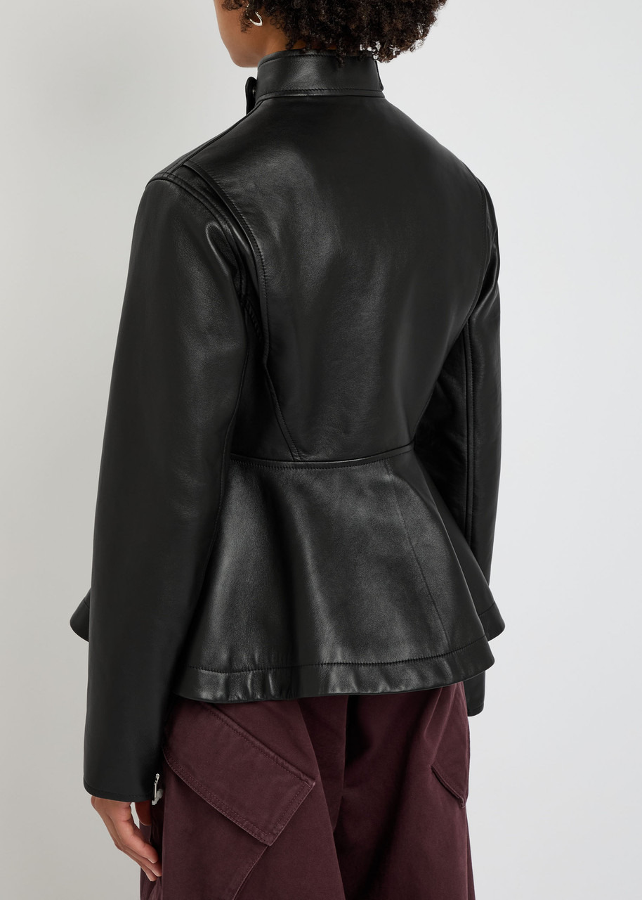 Alaïa Panelled Peplum Leather Jacket - 3