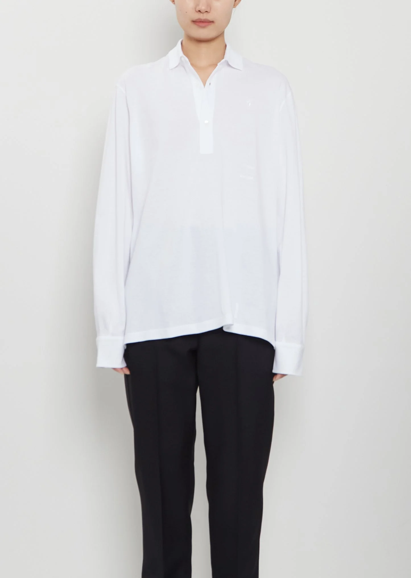 Origami Cotton Polo Shirt — White - 1
