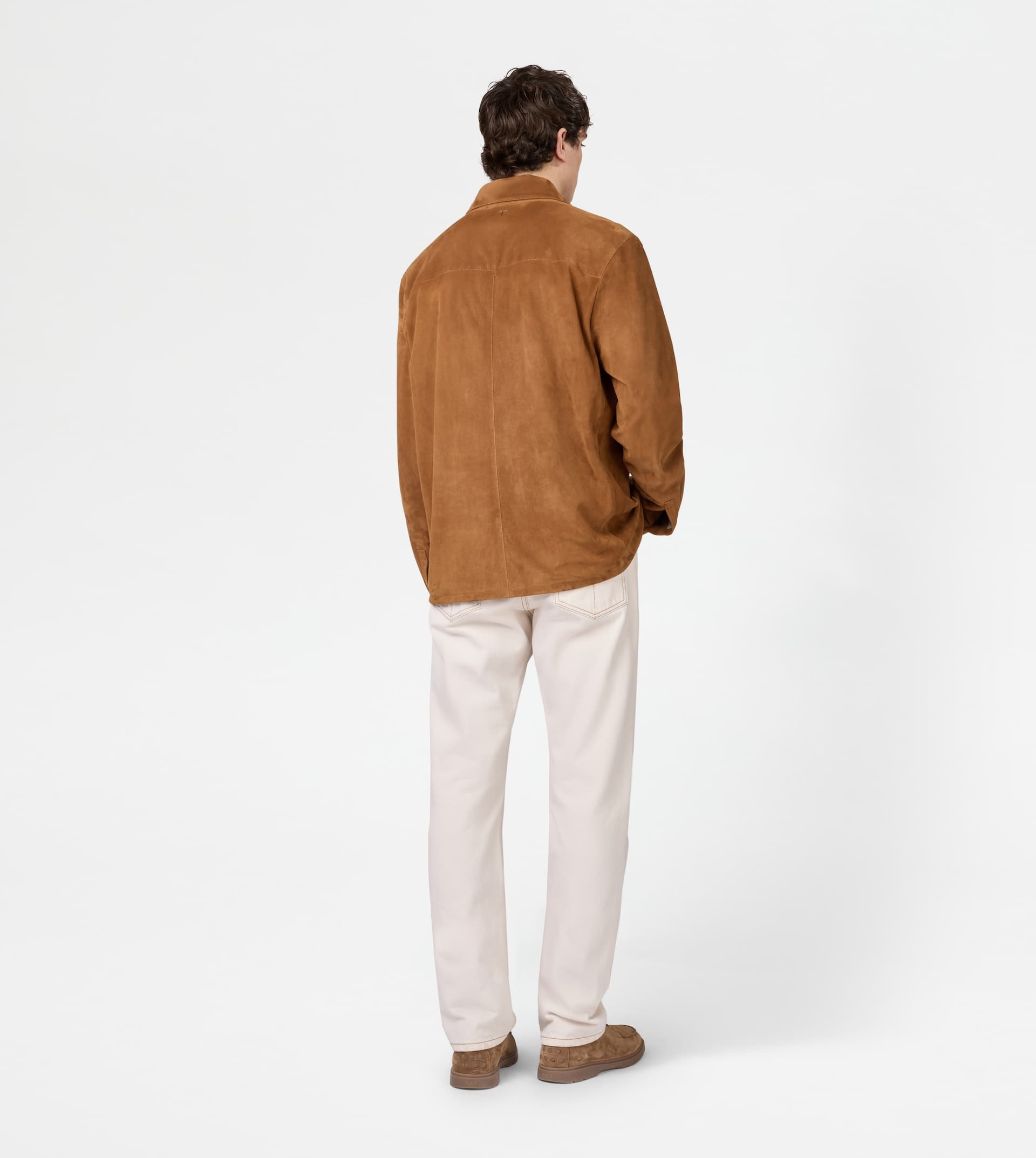 SHIRT JACKET IN PASHMY SUEDE - BROWN - 3