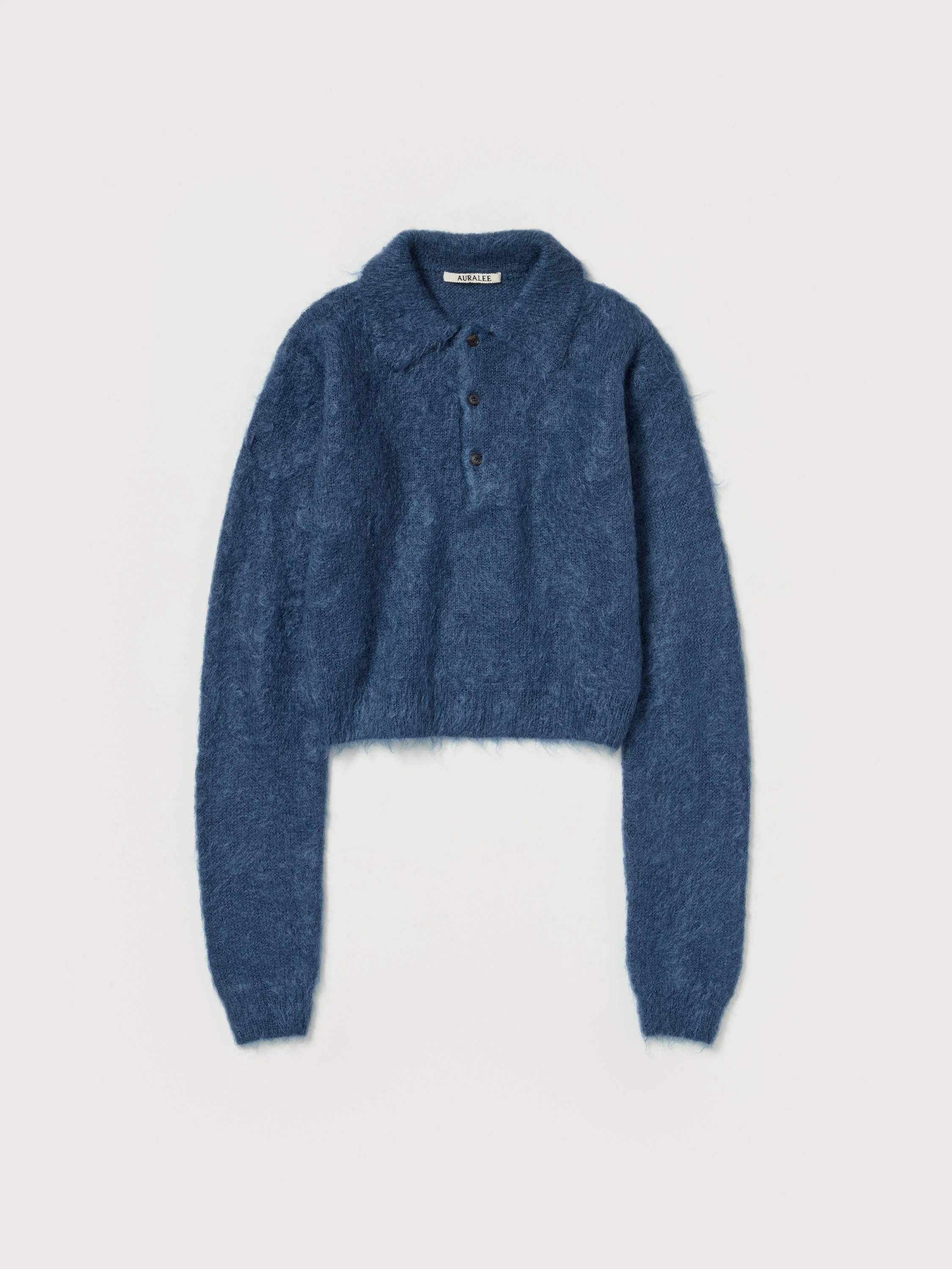 BRUSHED SUPER KID MOHAIR KNIT POLO - 1
