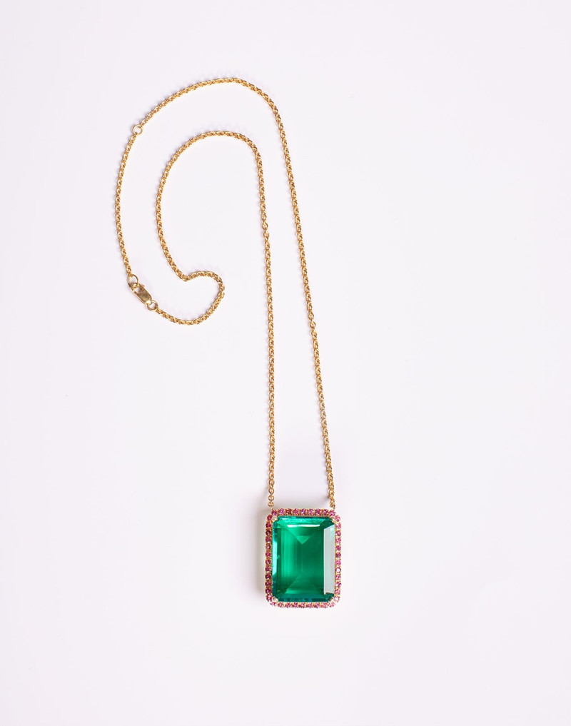 Green Topaz and Pink Tourmaline Pendant 1