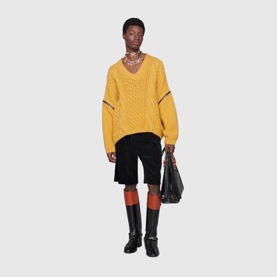 GUCCI Cable knit sweater with detachable sleeves outlook