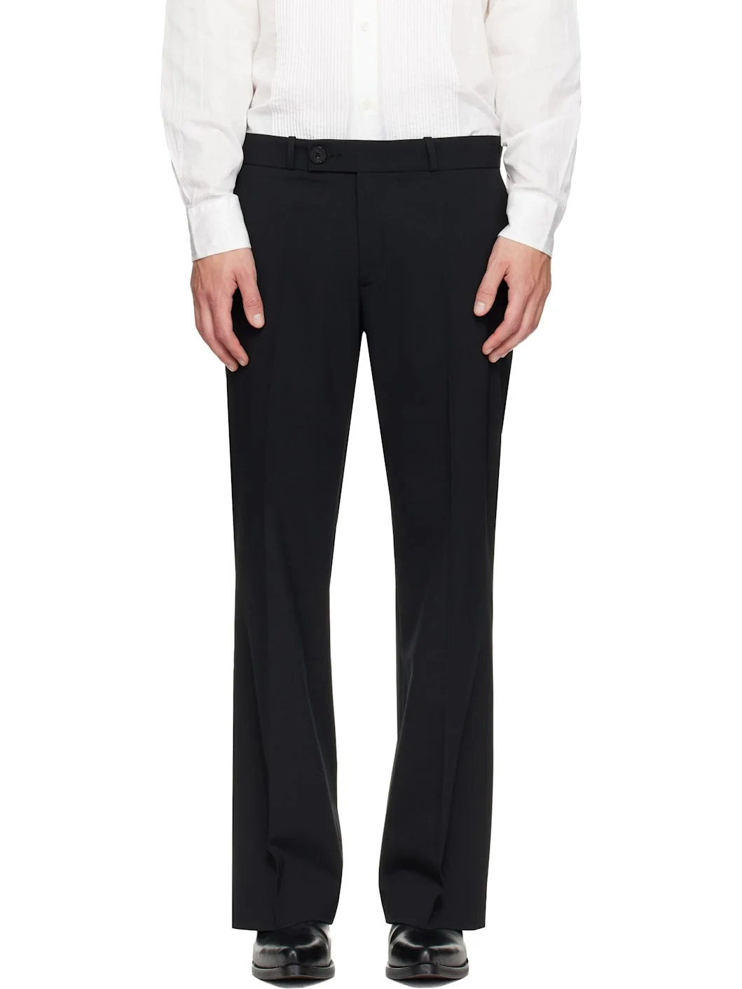 Black Loose Fit Flare Trousers - 1