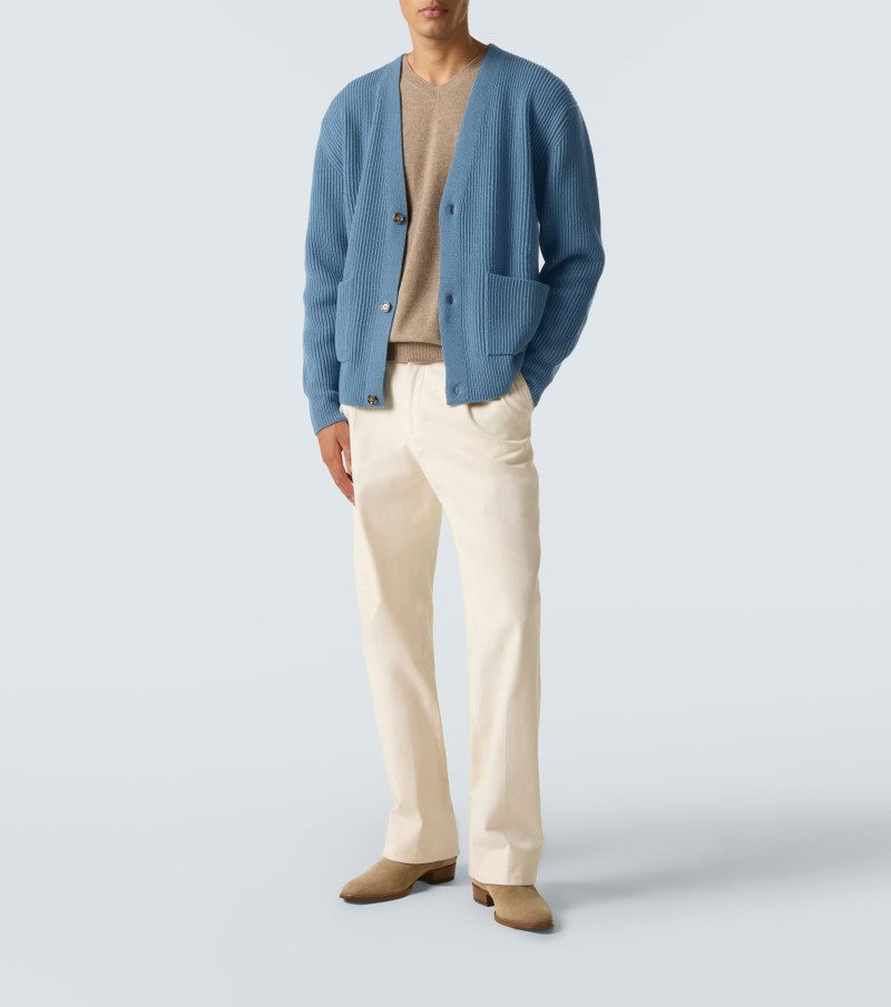 LARDINI Ribbed-knit wool and cashmere cardigan outlook
