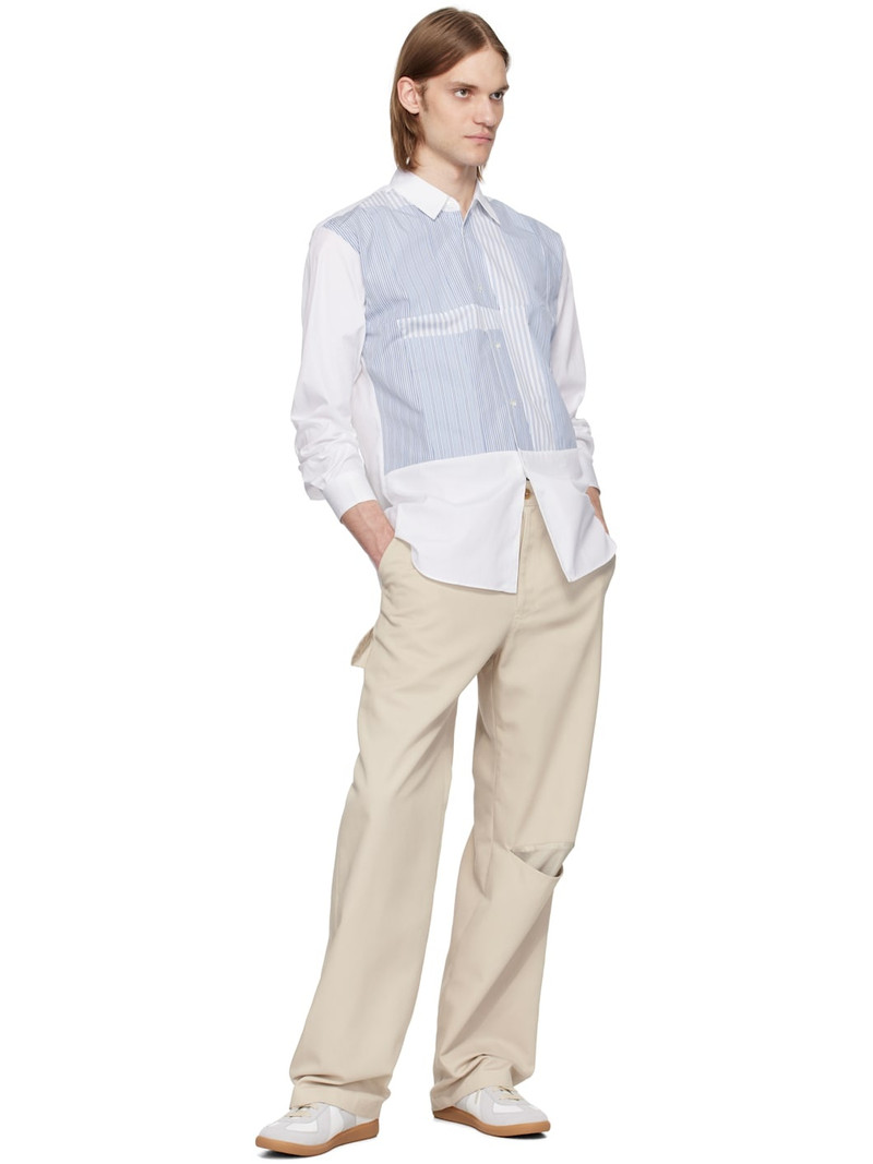 Comme des Garçons SHIRT White & Blue Yarn Dyed Cotton Stripe Poplin Shirt outlook