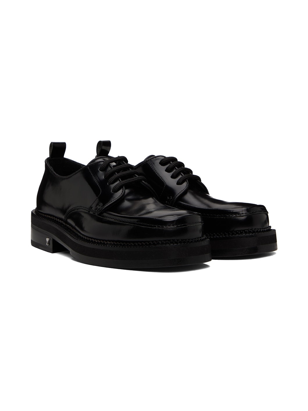 Black Square Toe Derbys - 4