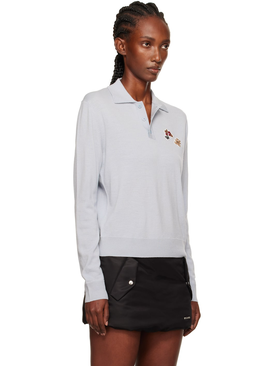 Blue Double Patched Knit Polo - 2