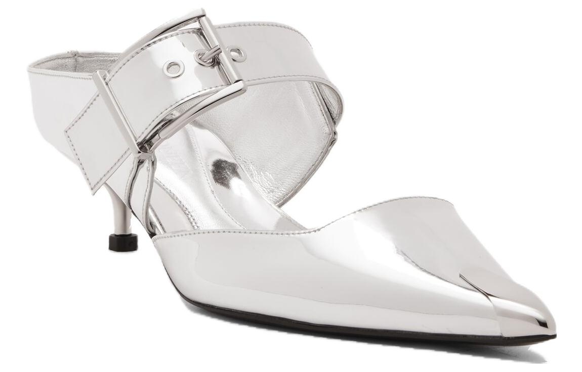 (WMNS) Alexander McQueen Punk Mules 'Silver' 780794W4WG18100 - 2