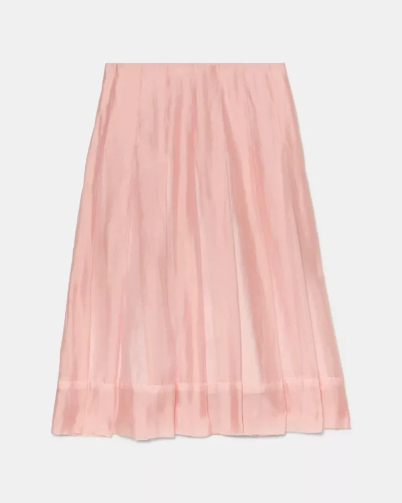 Crinkled Organza Pleated Skirt - 1