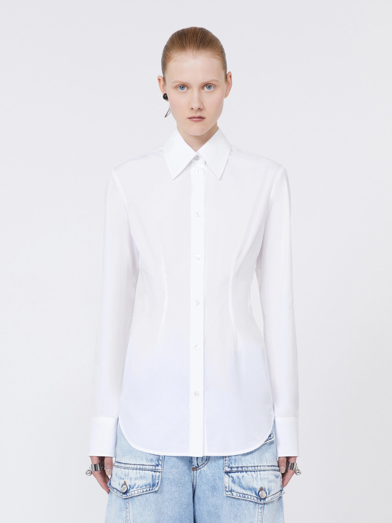 PIACERE Slim-fit poplin shirt - OPTICAL WHITE 3