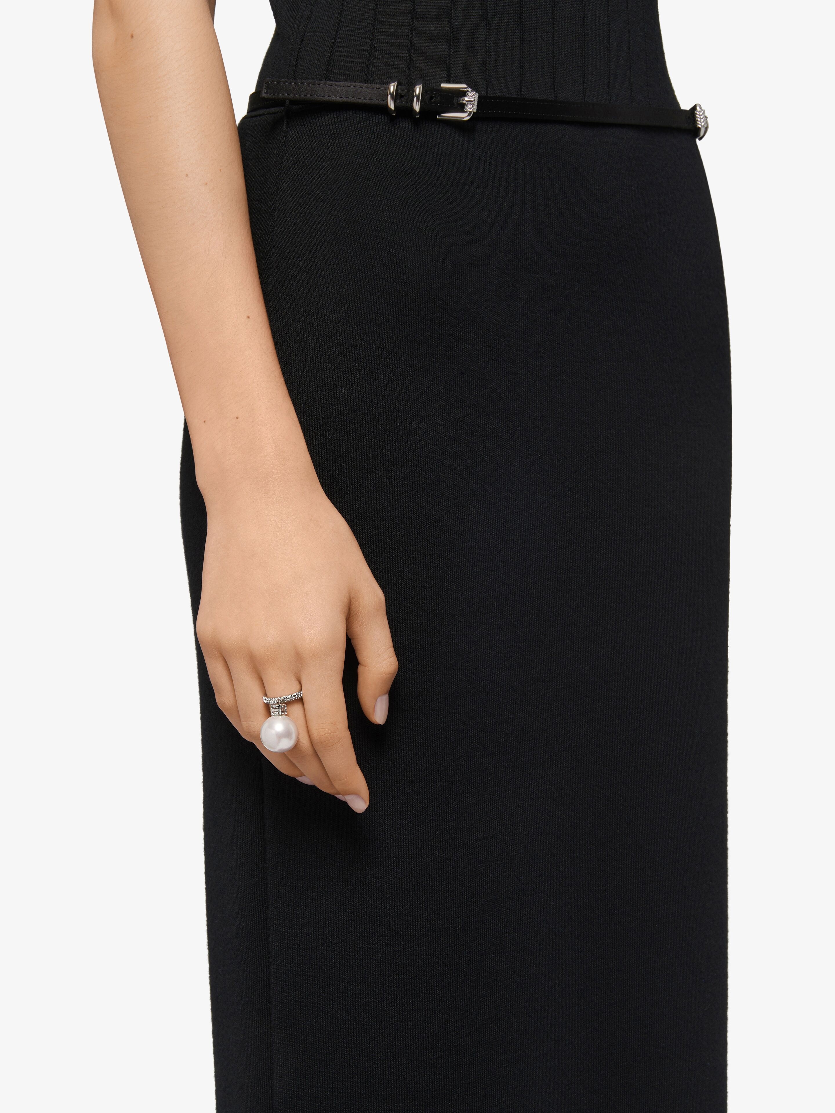 PEARL RING IN METAL WITH CRYSTALS - 2