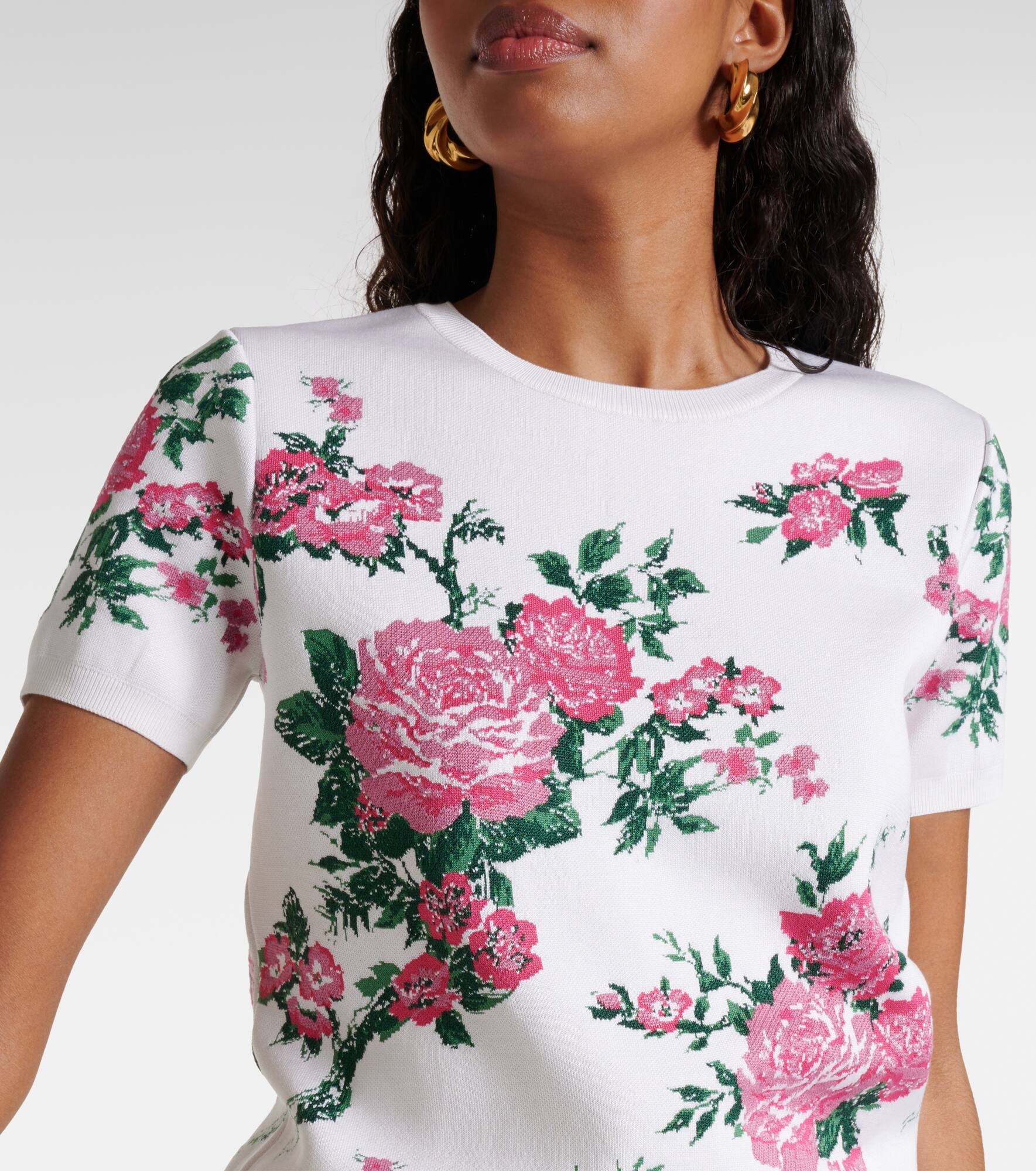 Floral silk-blend top - 4