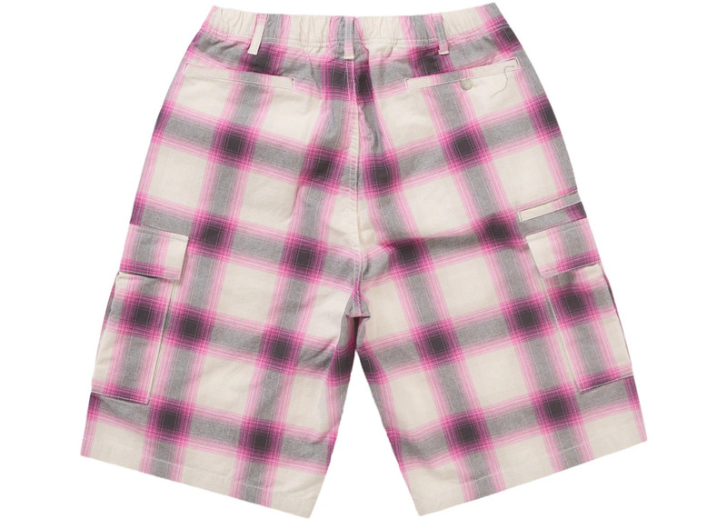 Supreme Supreme Shadow Plaid Cargo Short Pink outlook