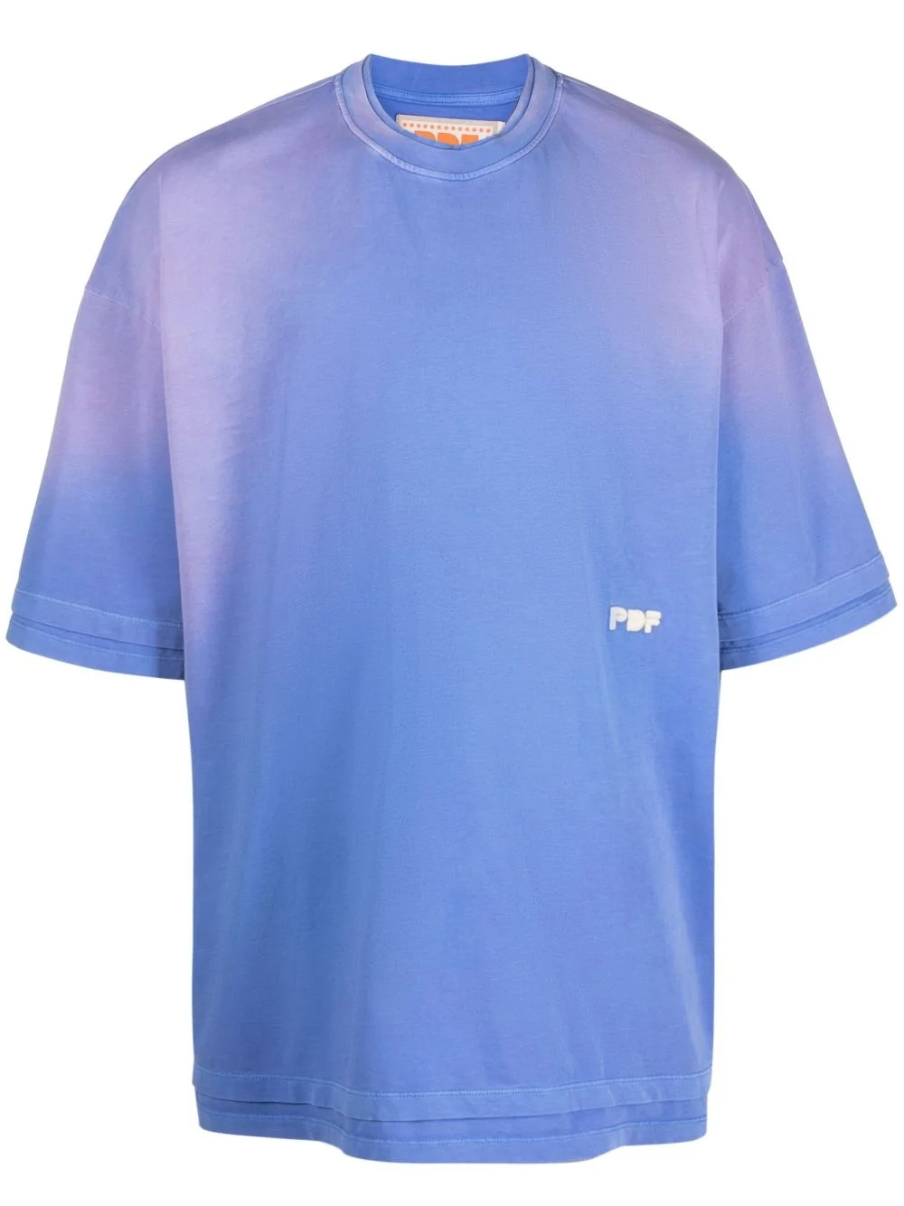 bleached-effect logo-embroidered cotton T-shirt - 1