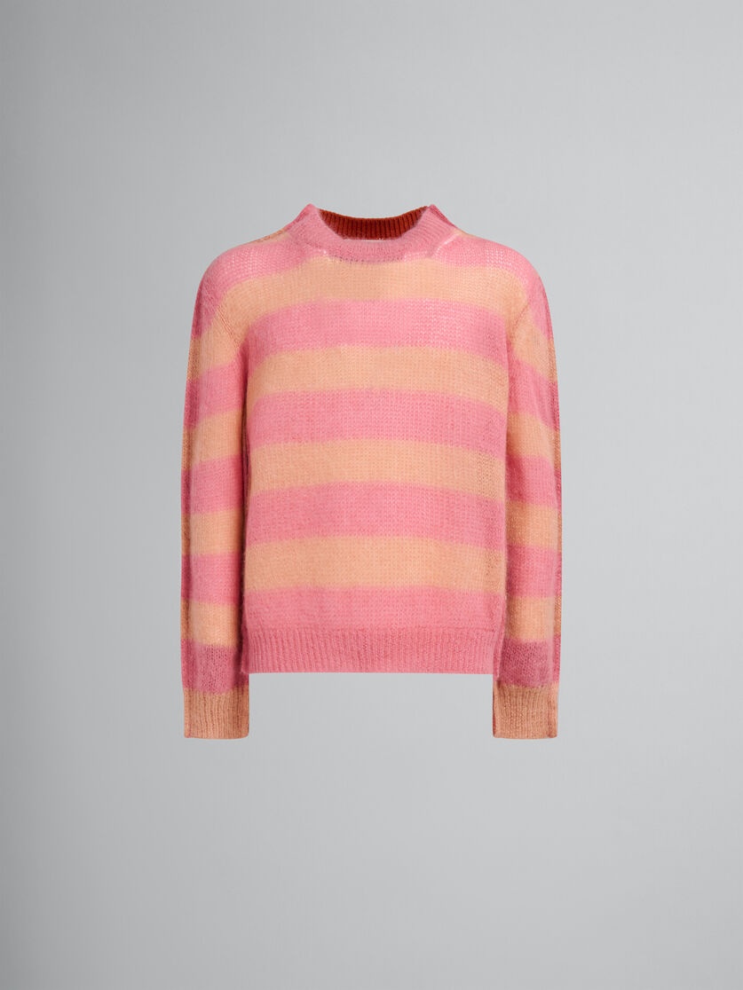 PEACH MOHAIR AND WOOL JUMPER WITH MIXED STRIPES - 1