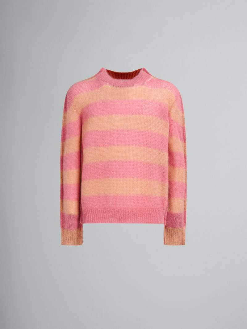 PEACH MOHAIR AND WOOL JUMPER WITH MIXED STRIPES 1