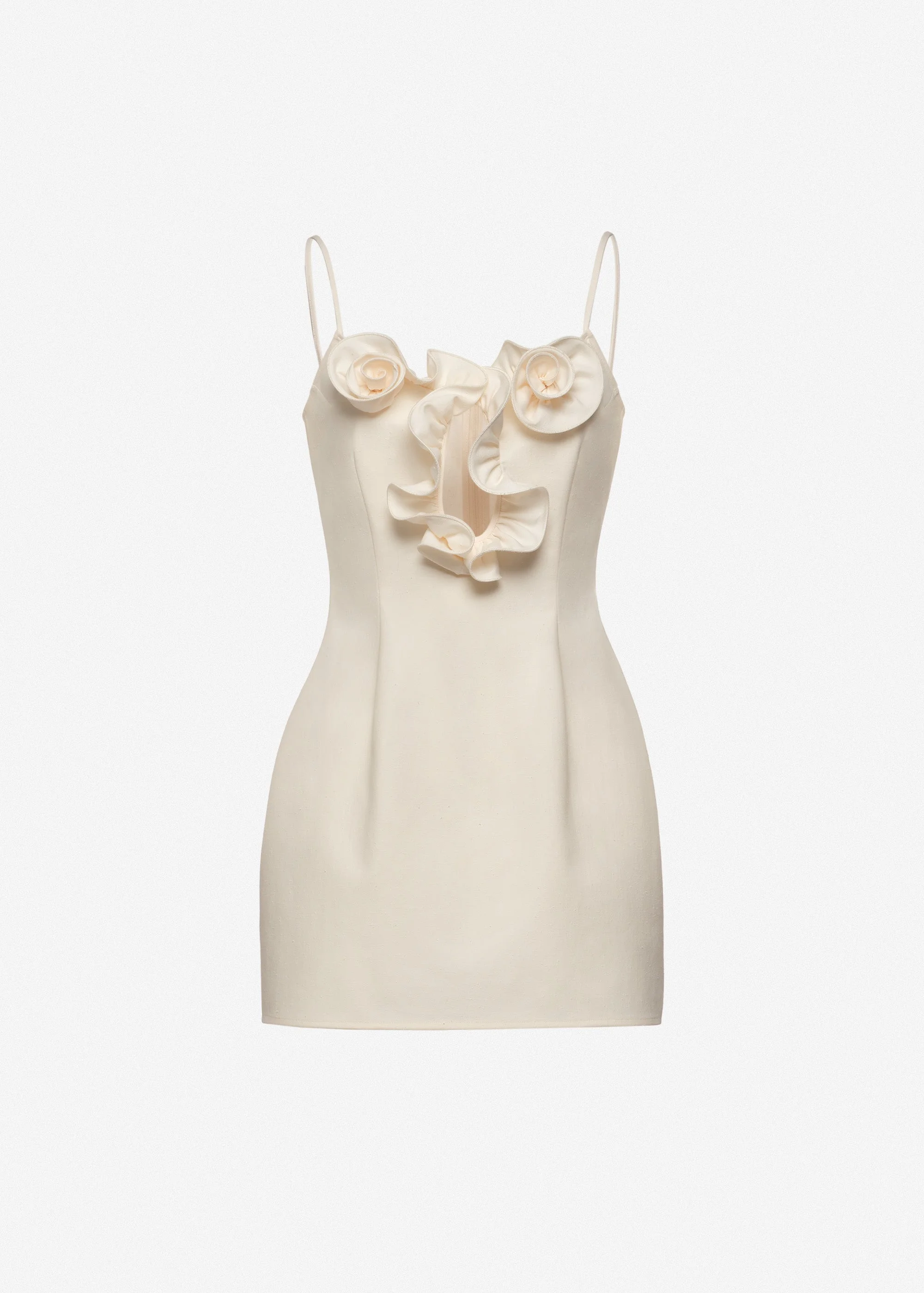 Cotton flower-detail mini beach dress in cream - 1