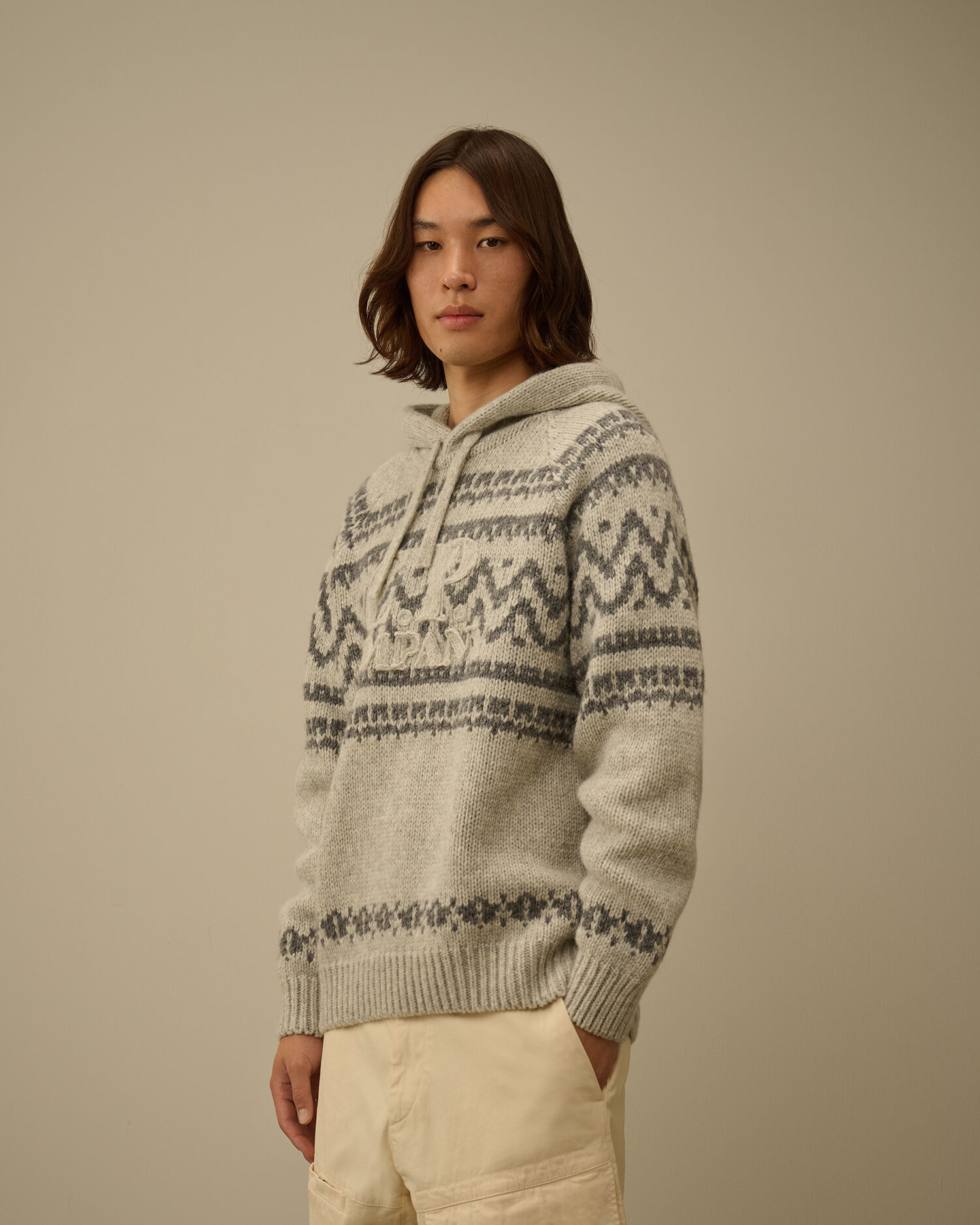 Jacquard Wool Hooded Sweater - 3