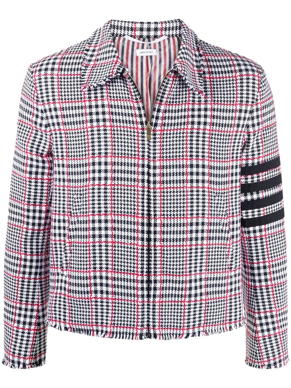 houndstooth-check zip-up jacket - 1