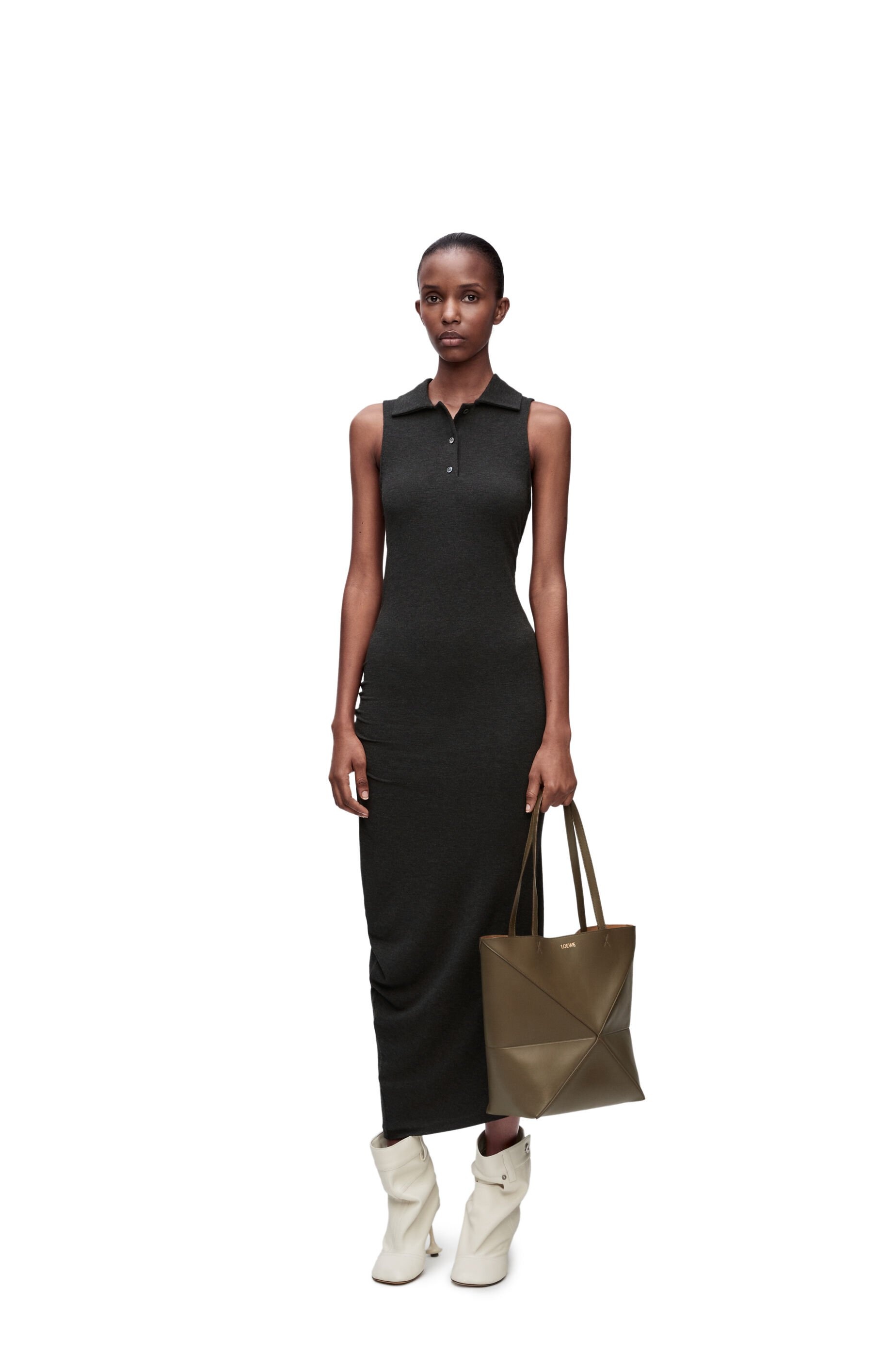 Polo dress in viscose and cashmere jersey - 2