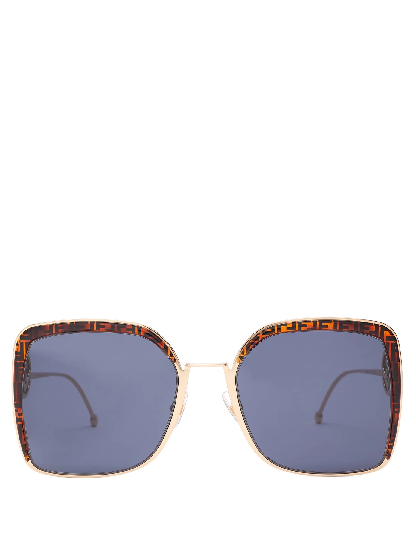 F is Fendi FF-logo square-frame sunglasses - 1