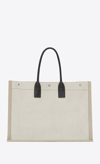 SAINT LAURENT rive gauche large tote bag in printed canvas and leather outlook