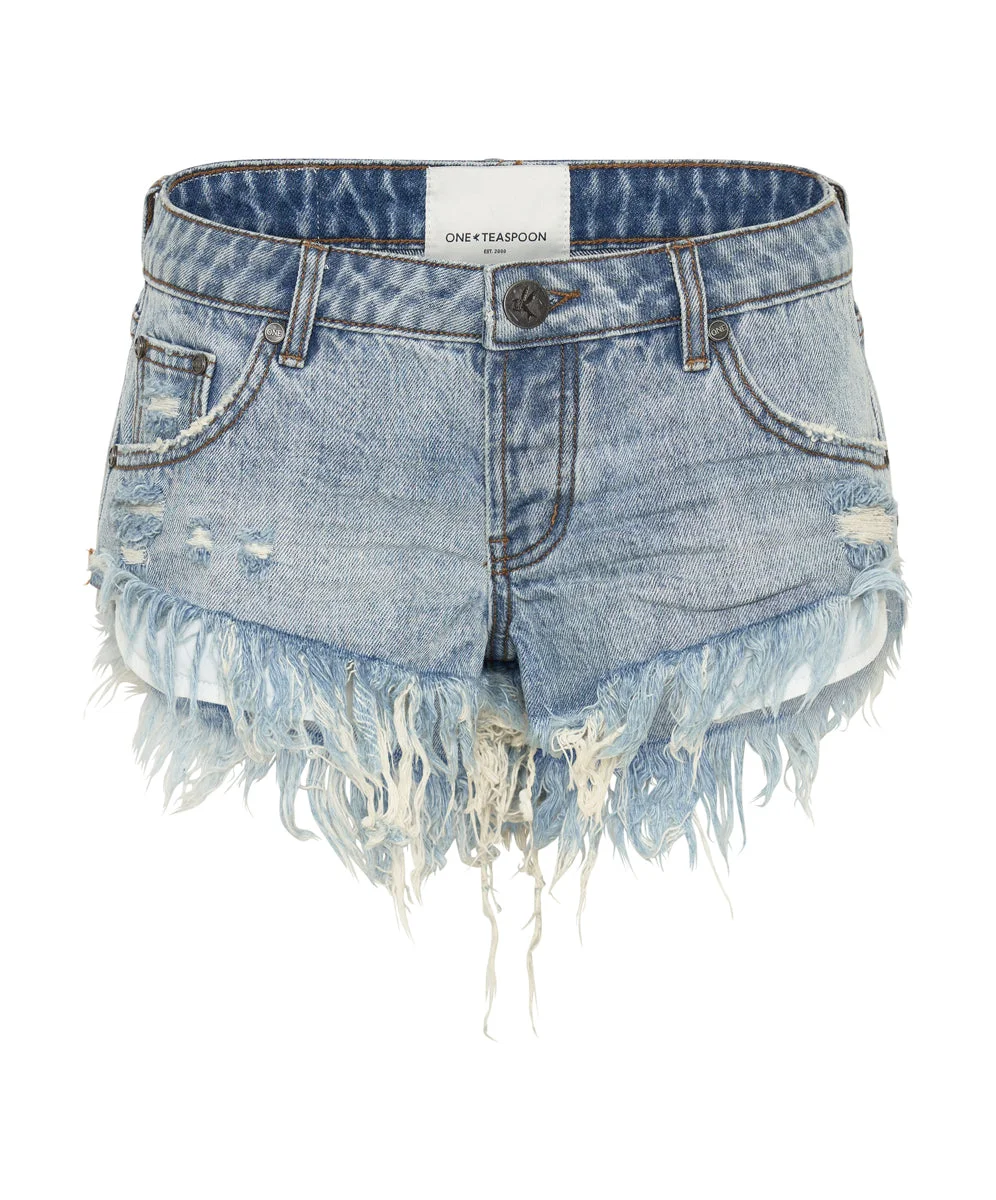 Dukes Low Waist Mini Denim Shorts - Salty Dog - 1