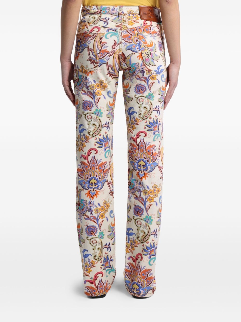 floral-print straight jeans - 3