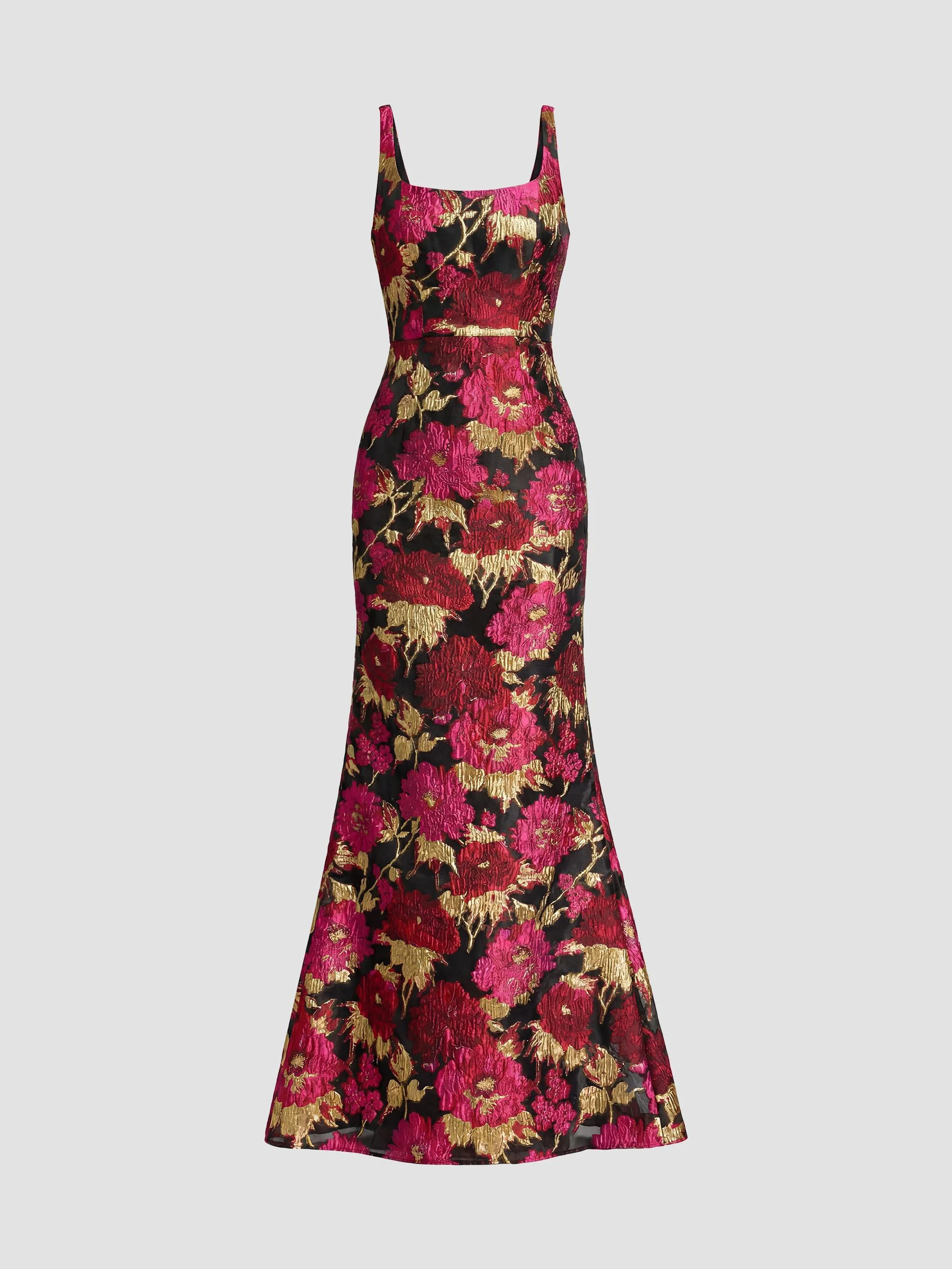 Women's Lorena Brocade Mermaid Gown - Fuchsia Multi - 1