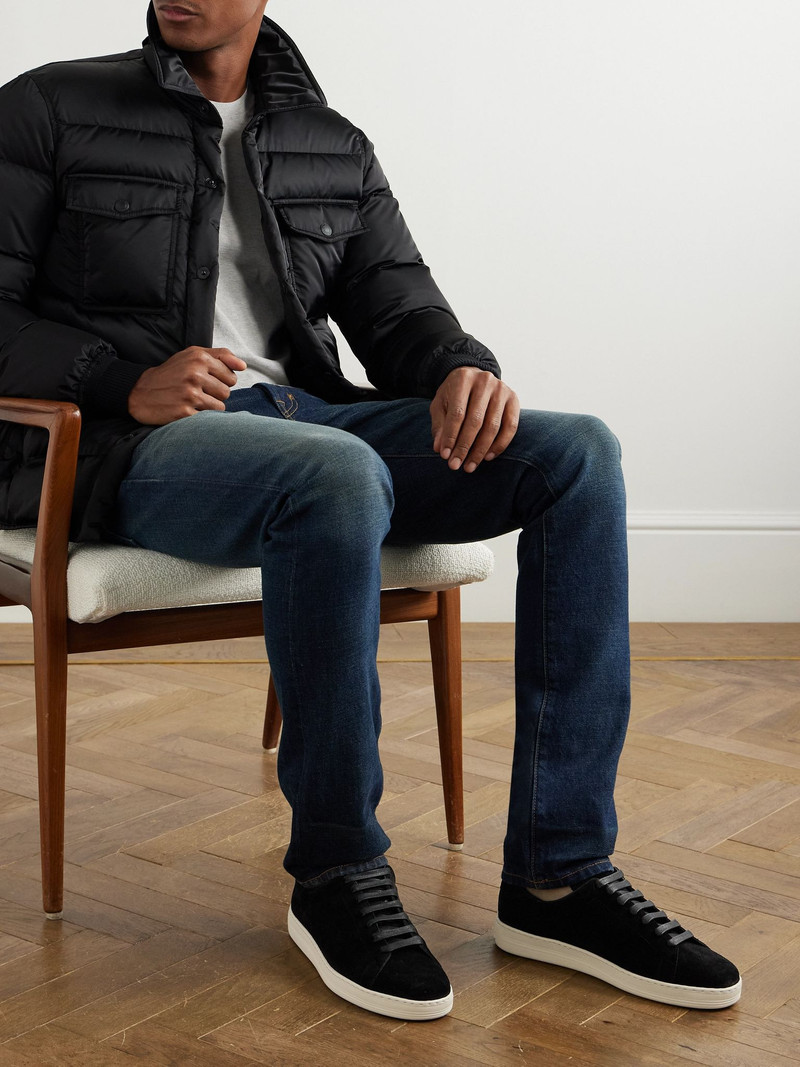 TOM FORD Warwick Perforated Suede Sneakers Black outlook