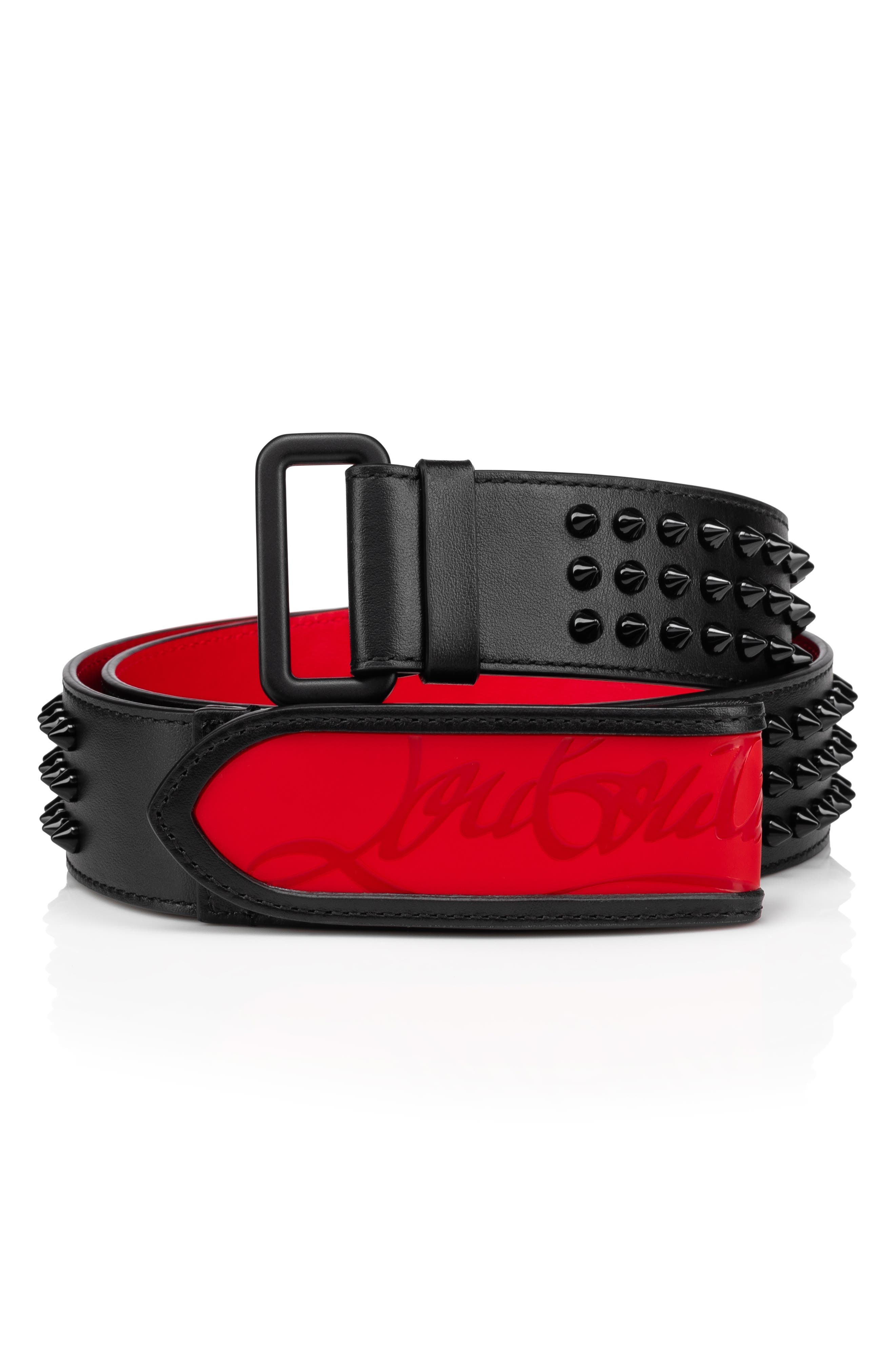 Christian Louboutin Loubi Spike Belt in Black/Loubi/Black at Nordstrom - 2