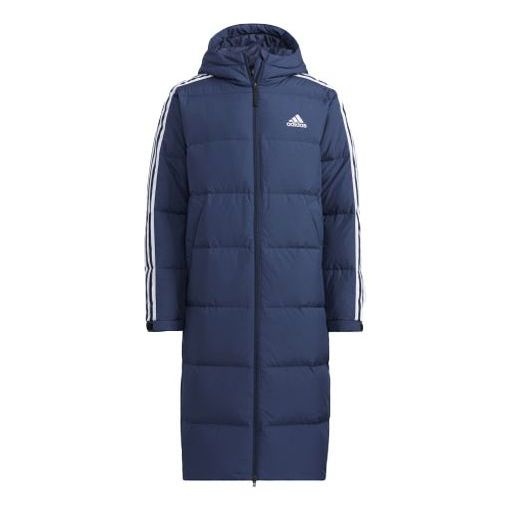 adidas Terrex 3st Long Coat Outdoor Sports Mid-Length Stay Warm Hooded Down Jacket Blue H20763 - 1