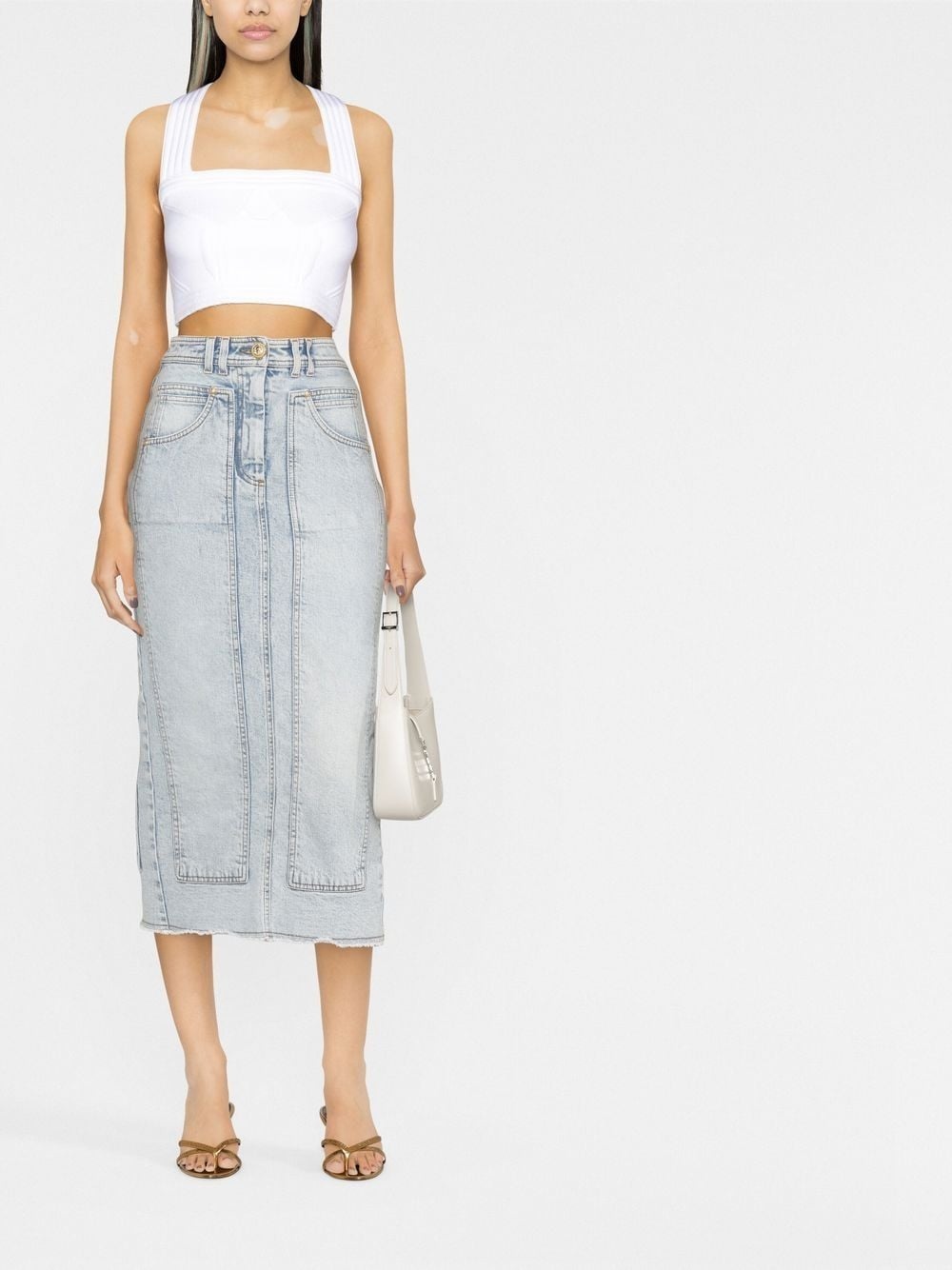 vintage-denim midi skirt - 2