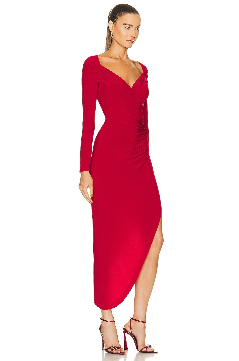 Long Sleeve Sweetheart Side Drape Gown - 2