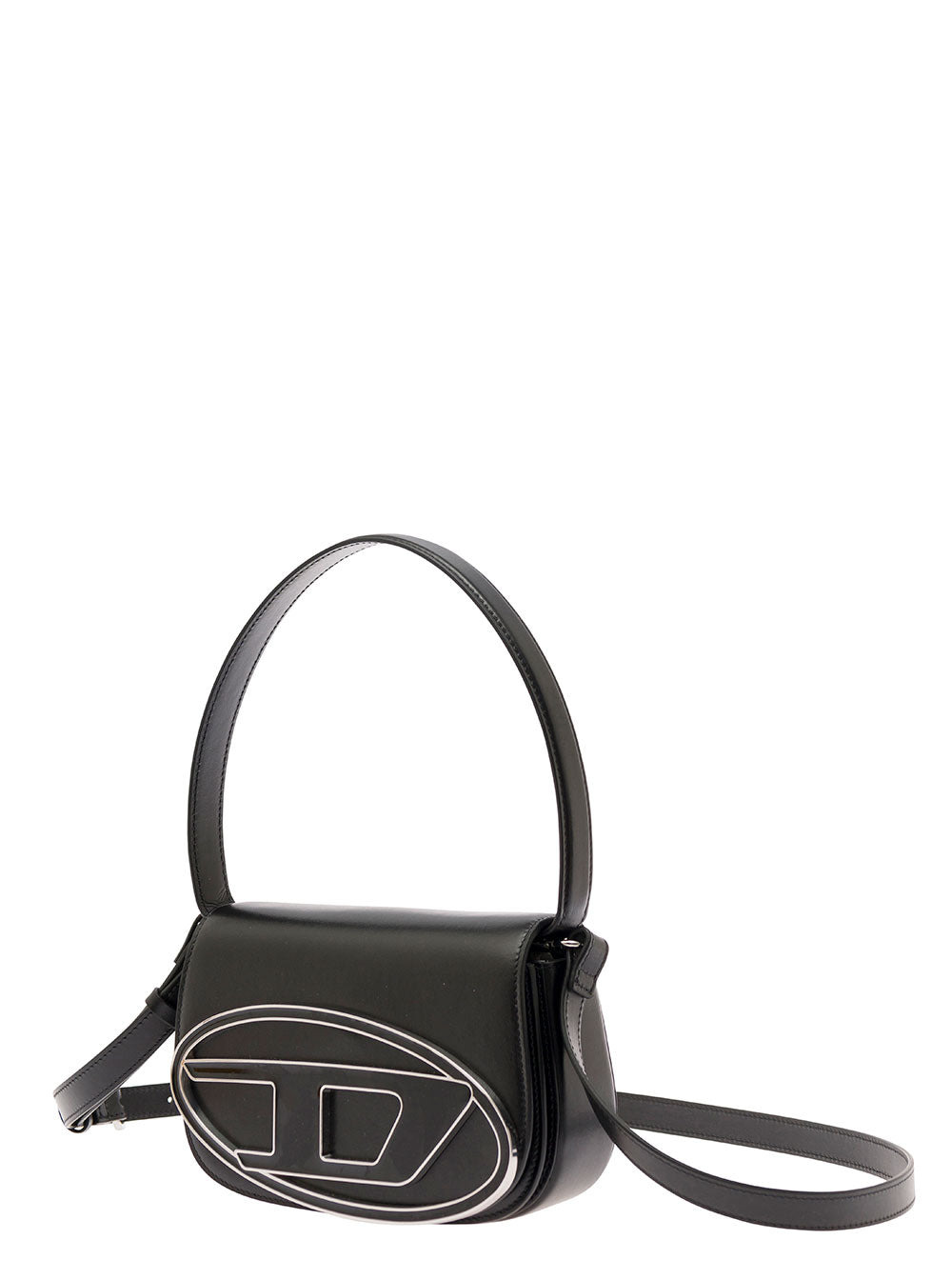 Diesel Women '1Dr' Black Shoulder Bag With Oval D Patch In Leather Woman - 2