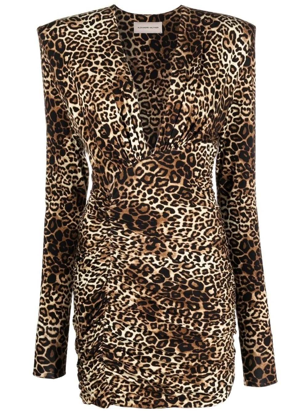 leopard-print V-neck mini dress - 1
