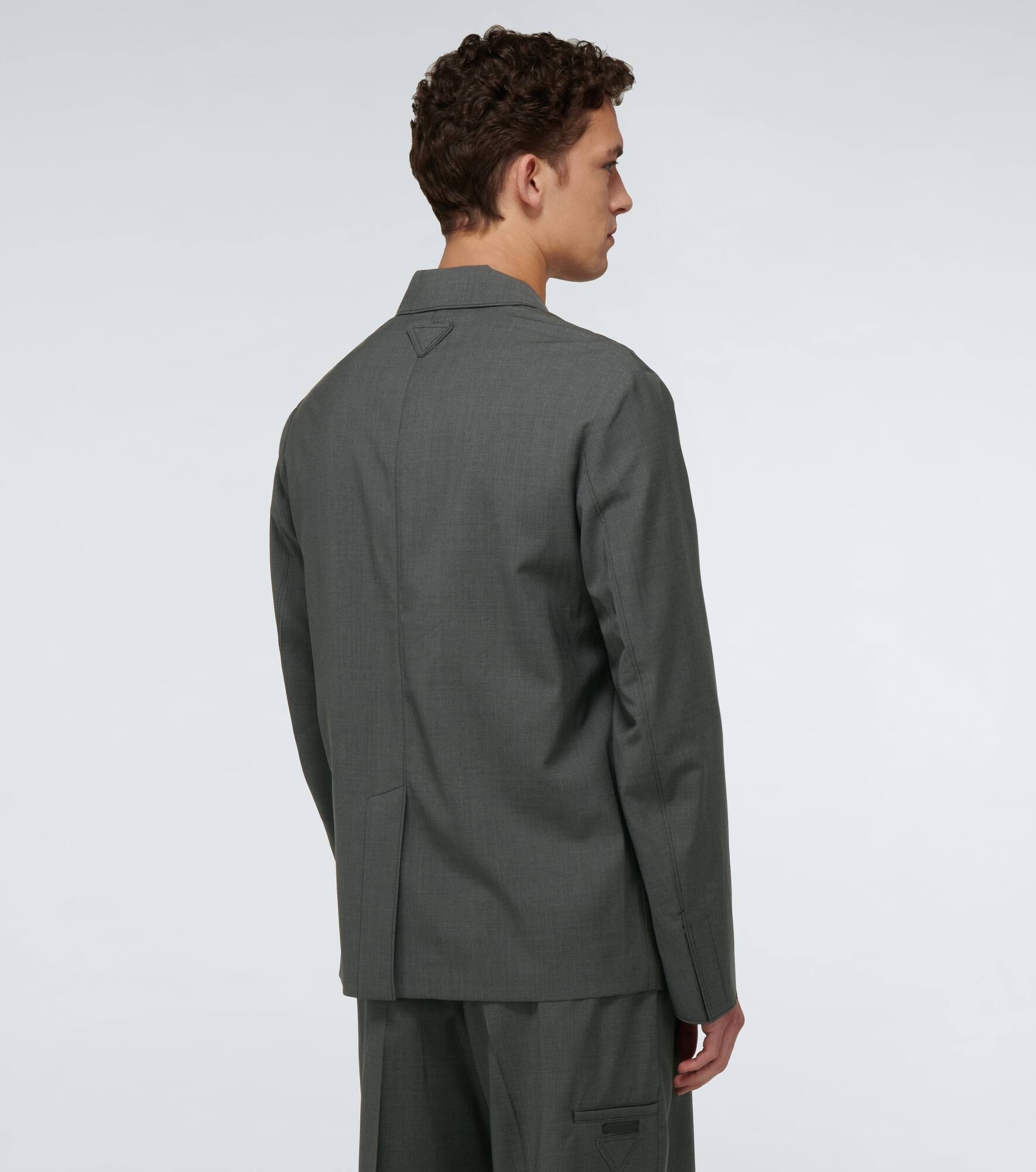 Single-breasted wool poplin jacket - 4
